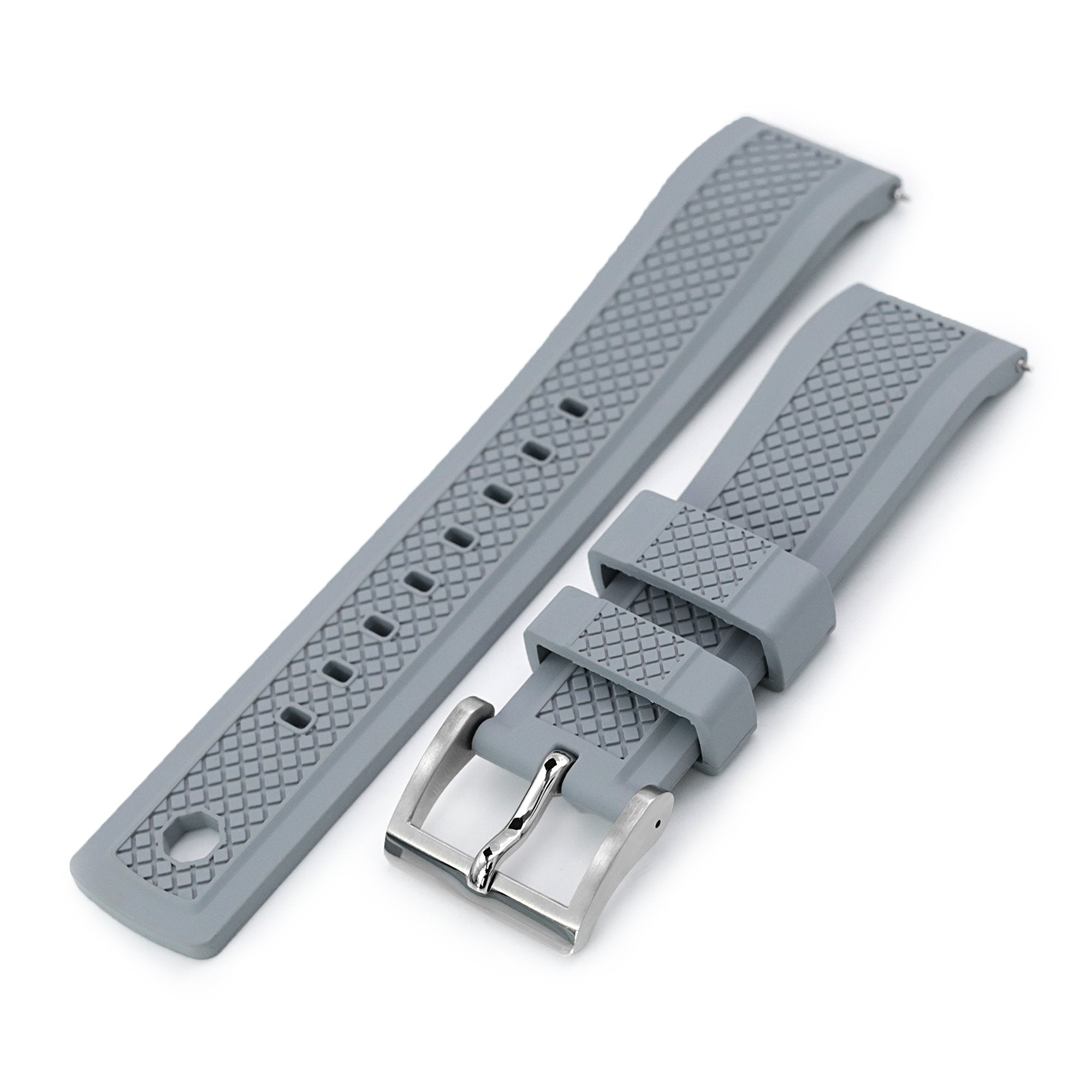 Crisscross Grey FKM Quick Release Rubber Strap, 20mm or 22mm Strapcode Watch Bands