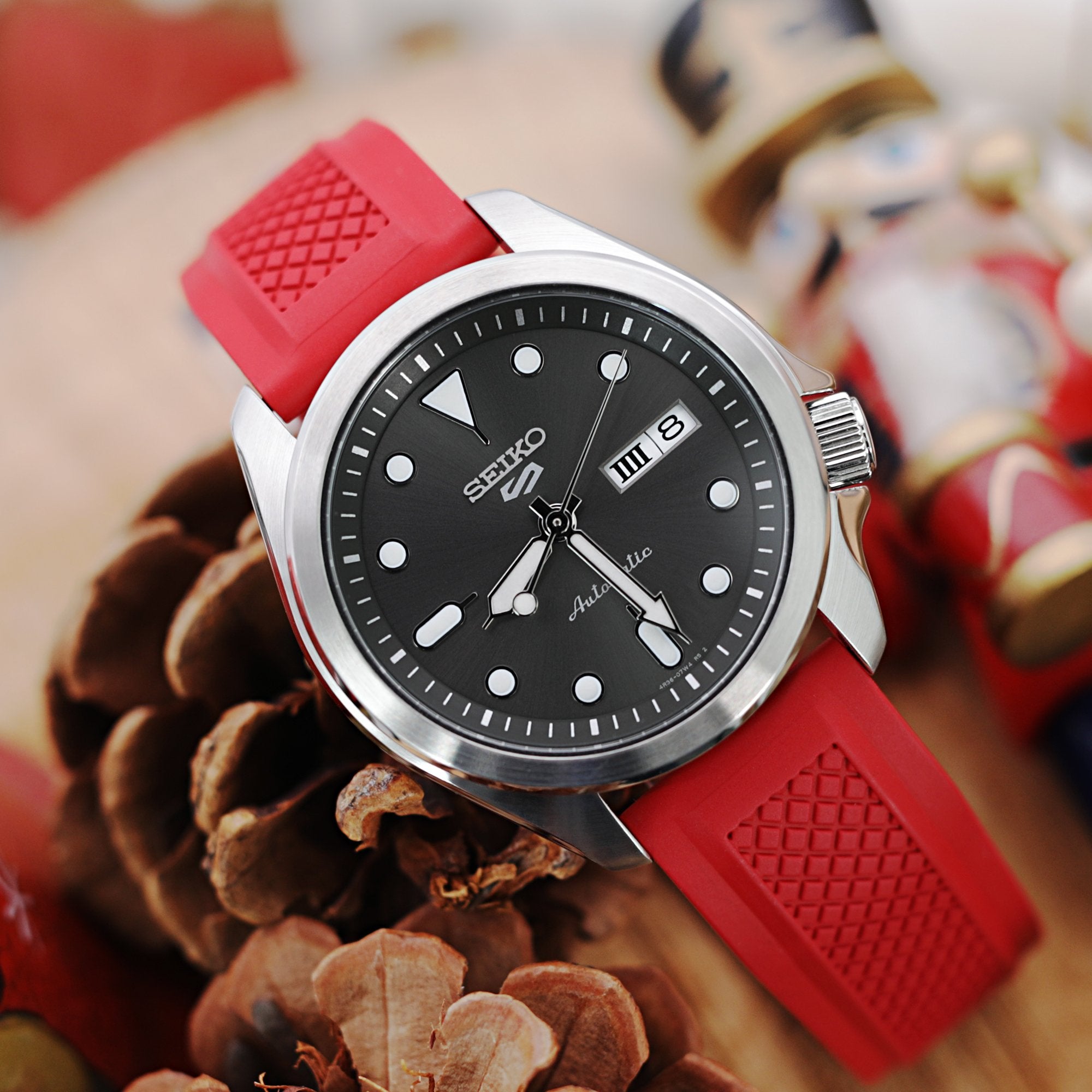 20mm 22mm Red FKM Rubber Quick Release Watch Strap