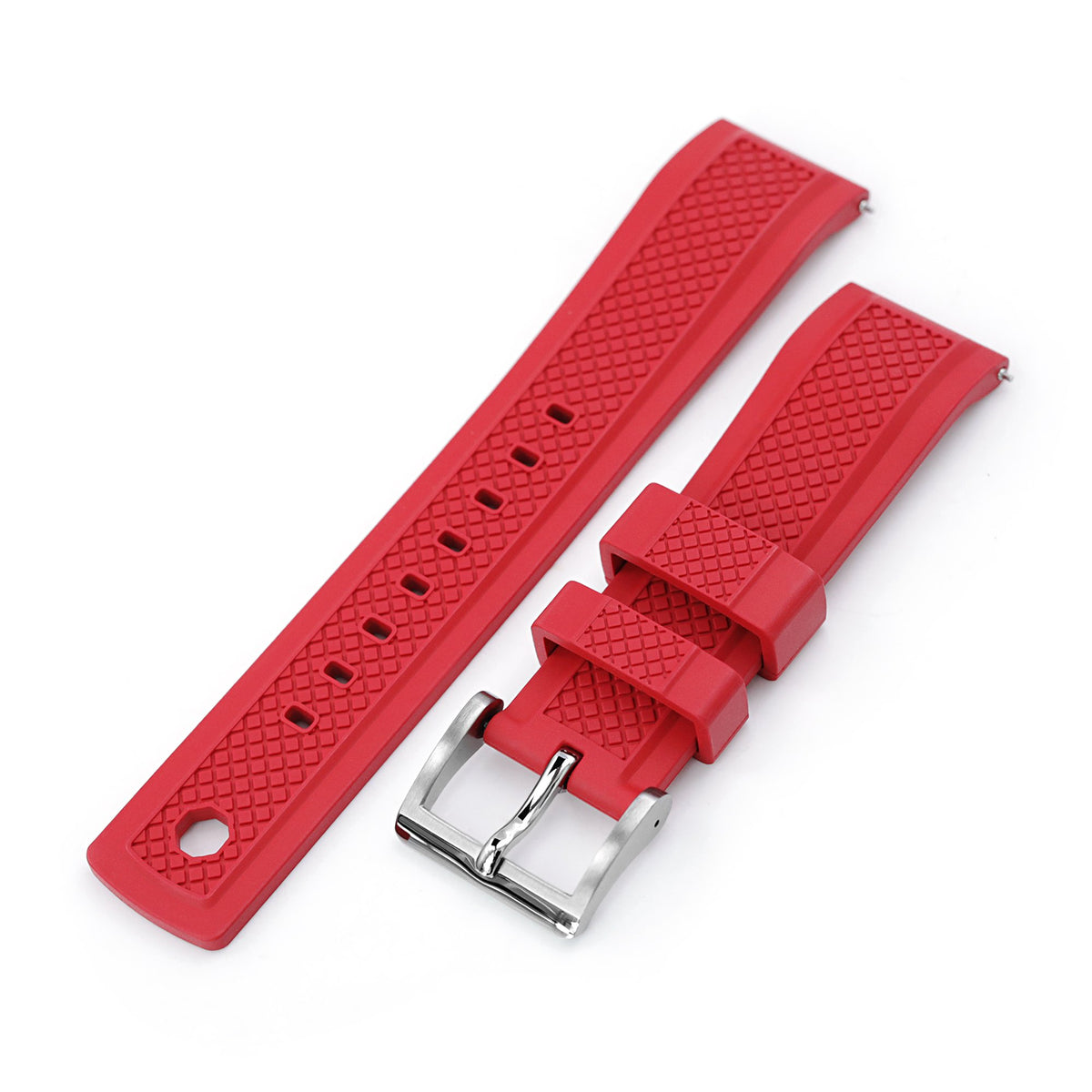 Crisscross Red FKM Quick Release Rubber Strap, 20mm or 22mm Strapcode Watch Bands