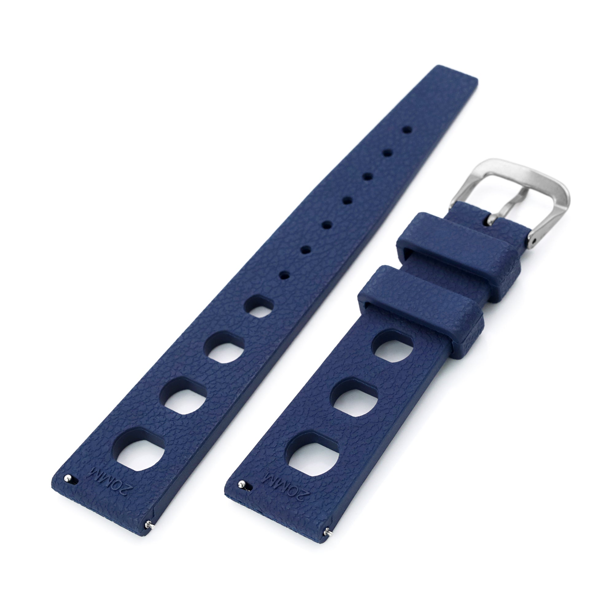 20mm Navy Blue Large Holes Rally FKM Quick Release Rubber watch band Strapcode Watch Bands