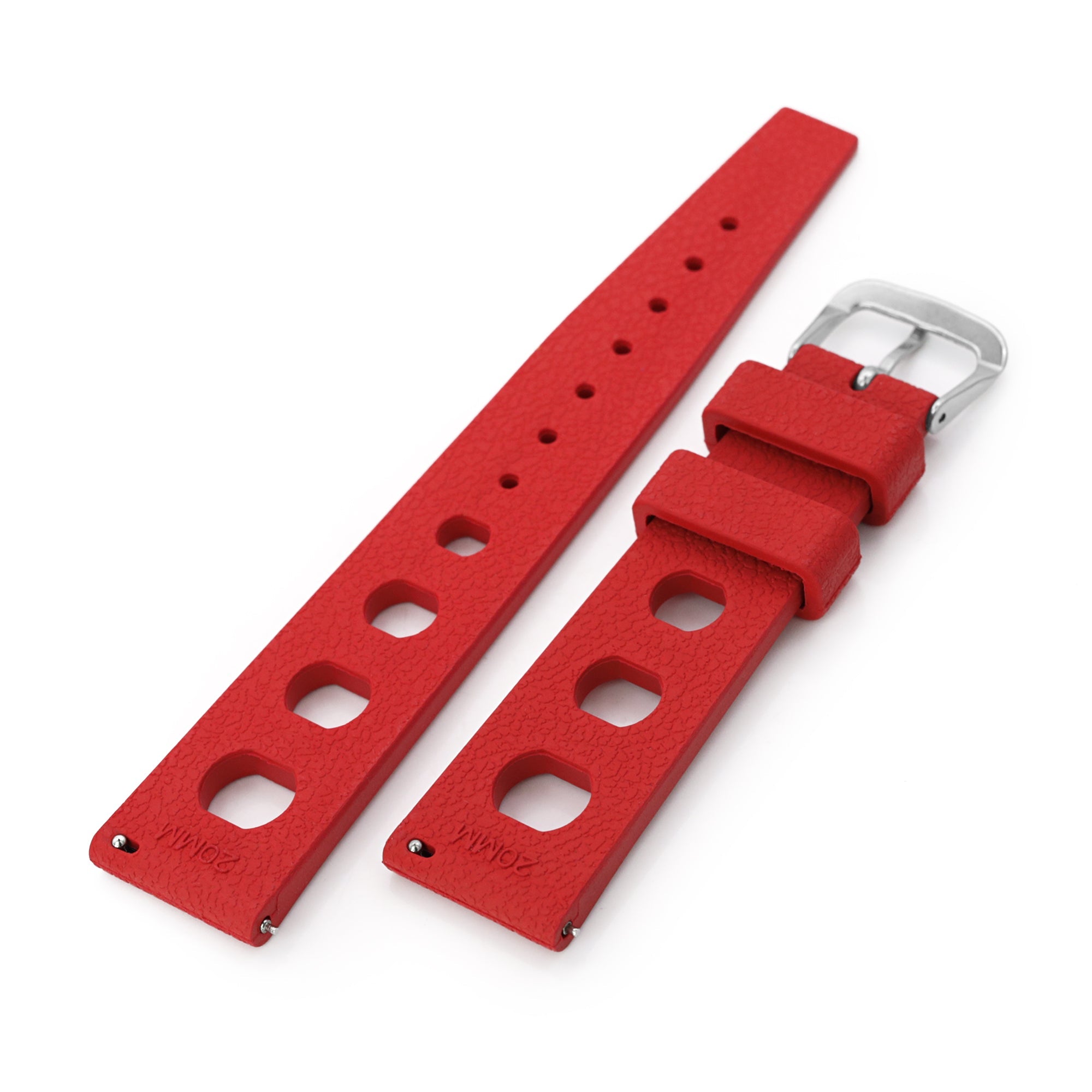 20mm Red Large Holes Rally FKM Quick Release Rubber watch band Strapcode Watch Bands