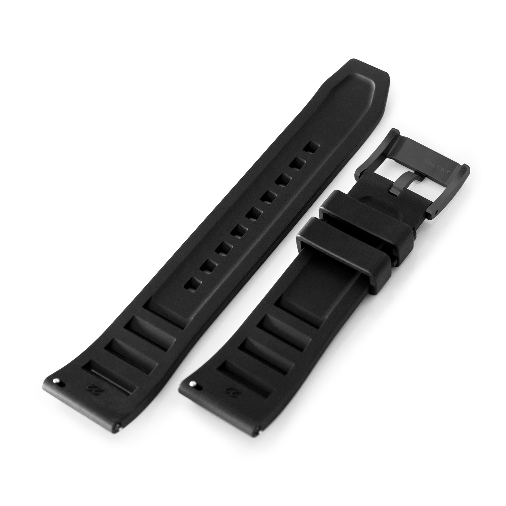 Black RM Vented FKM Quick Release Rubber Watch Strap, Diamond-like Carbon (DLC coating) Strapcode Watch Band