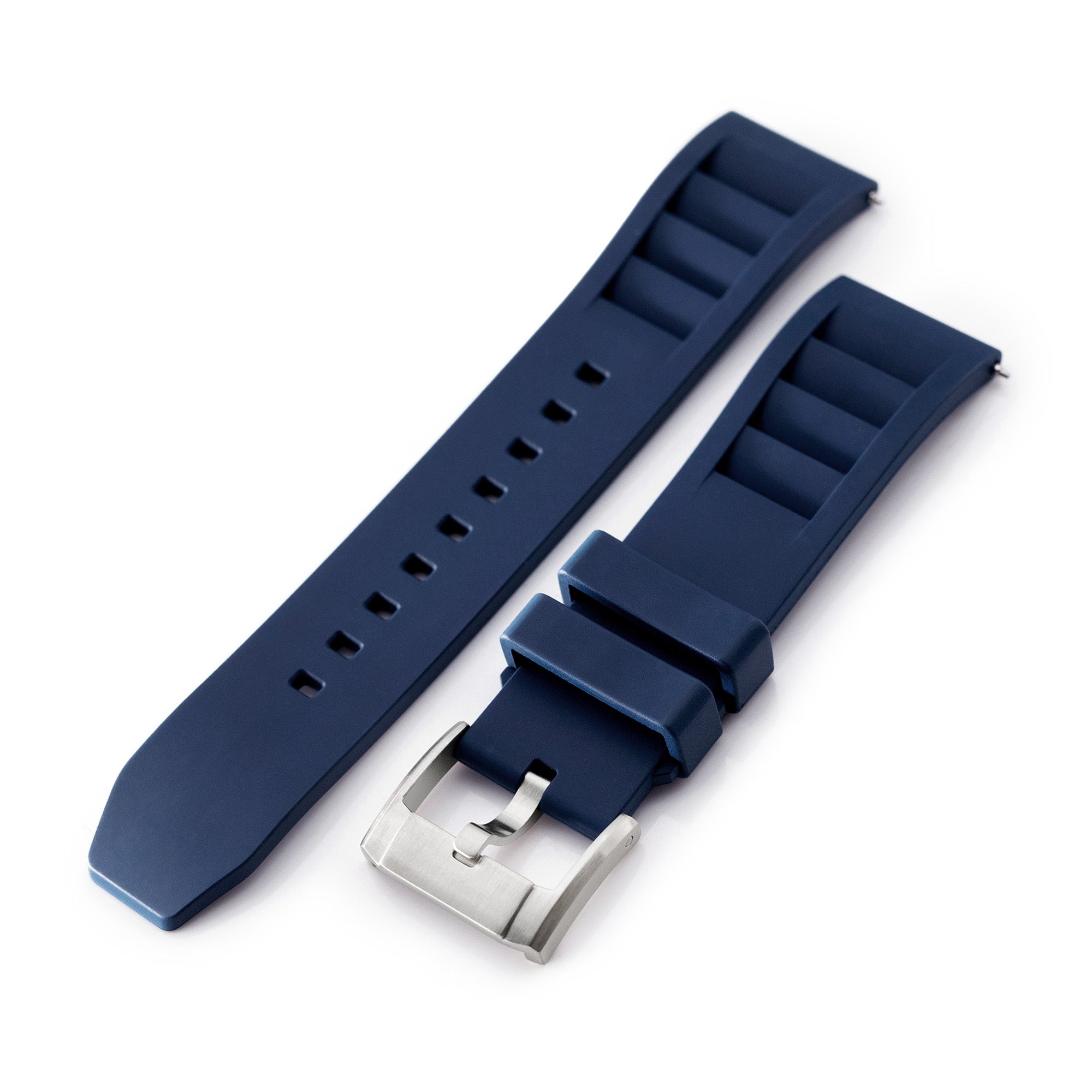 Navy Blue RM Vented FKM Quick Release Rubber Watch Strap, 20mm or 22mm Strapcode Watch Bands