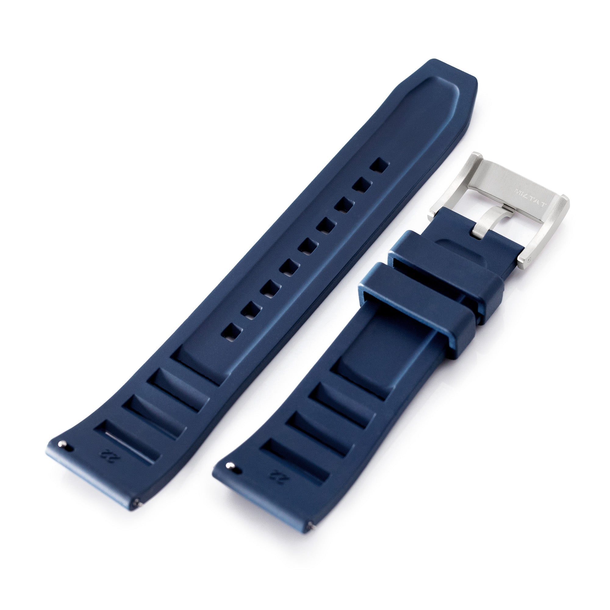 Navy Blue RM Vented FKM Quick Release Rubber Watch Strap, 20mm or 22mm Strapcode Watch Bands