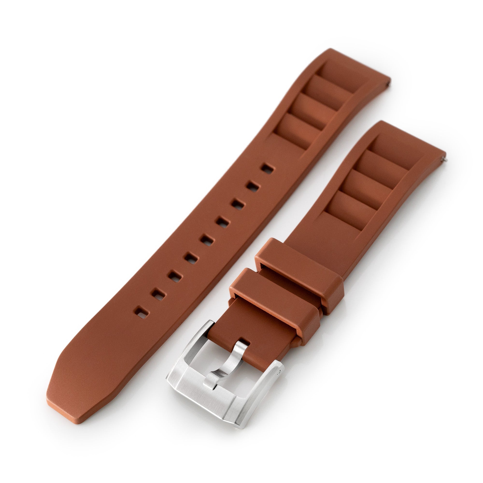 Brown RM Vented FKM Quick Release Rubber Watch Strap, 20mm Strapcode Watch Bands