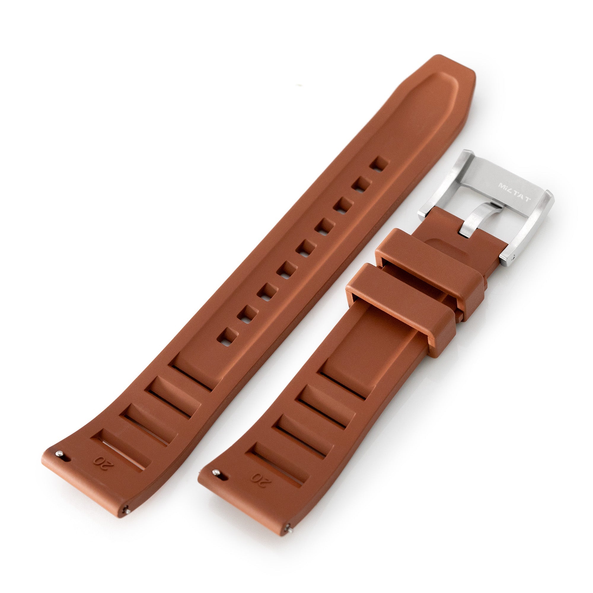 Brown RM Vented FKM Quick Release Rubber Strap 20mm
