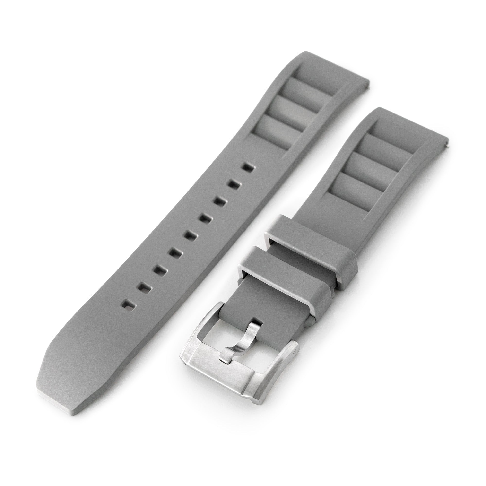 Grey RM Vented FKM Quick Release Rubber Watch Strap, 20mm or 22mm Strapcode Watch Bands