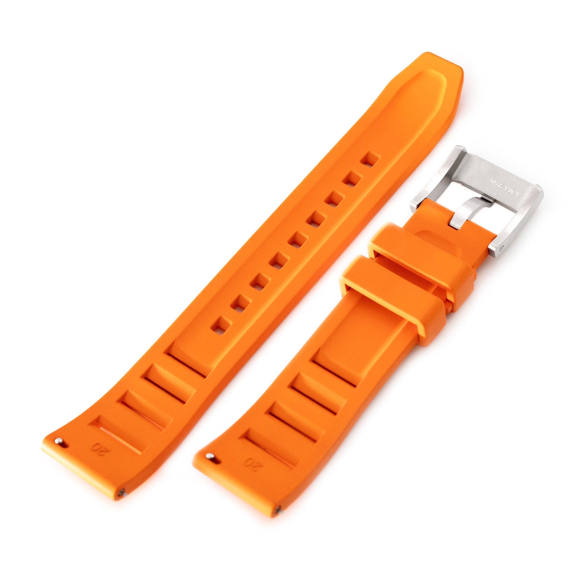 Orange RM Vented FKM Quick Release Rubber Watch Strap, 20mm Strapcode Watch Bands
