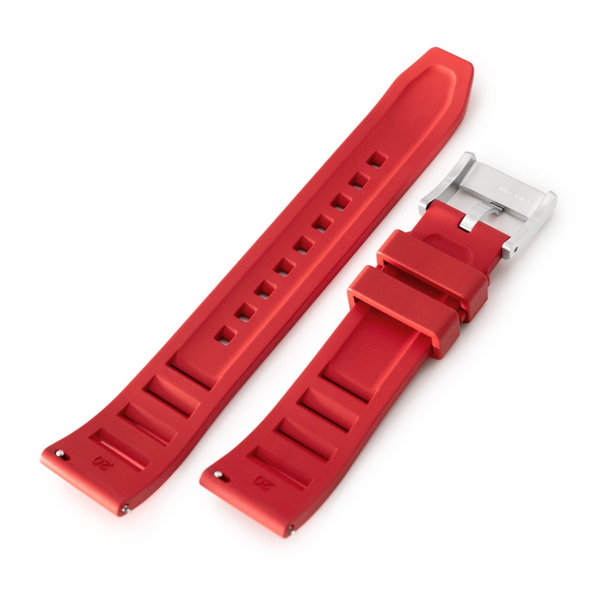 Red RM Vented FKM Quick Release Rubber Watch Strap, 20mm Strapcode Watch Bands