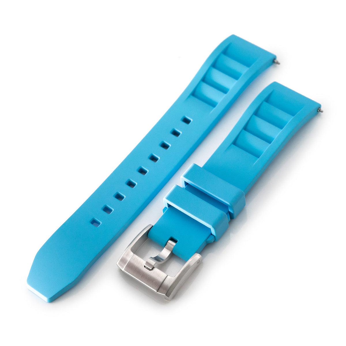 Sky Blue RM Vented FKM Quick Release Rubber Watch Strap, 20mm Strapcode Watch Bands
