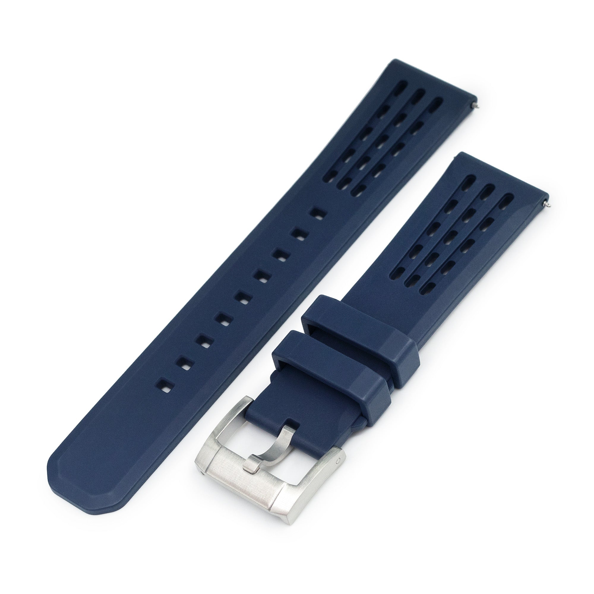 Ocellus Blue Quick Release FKM Rubber Sports Watch Strap, 20mm or 22mm Strapcode Watch Bands