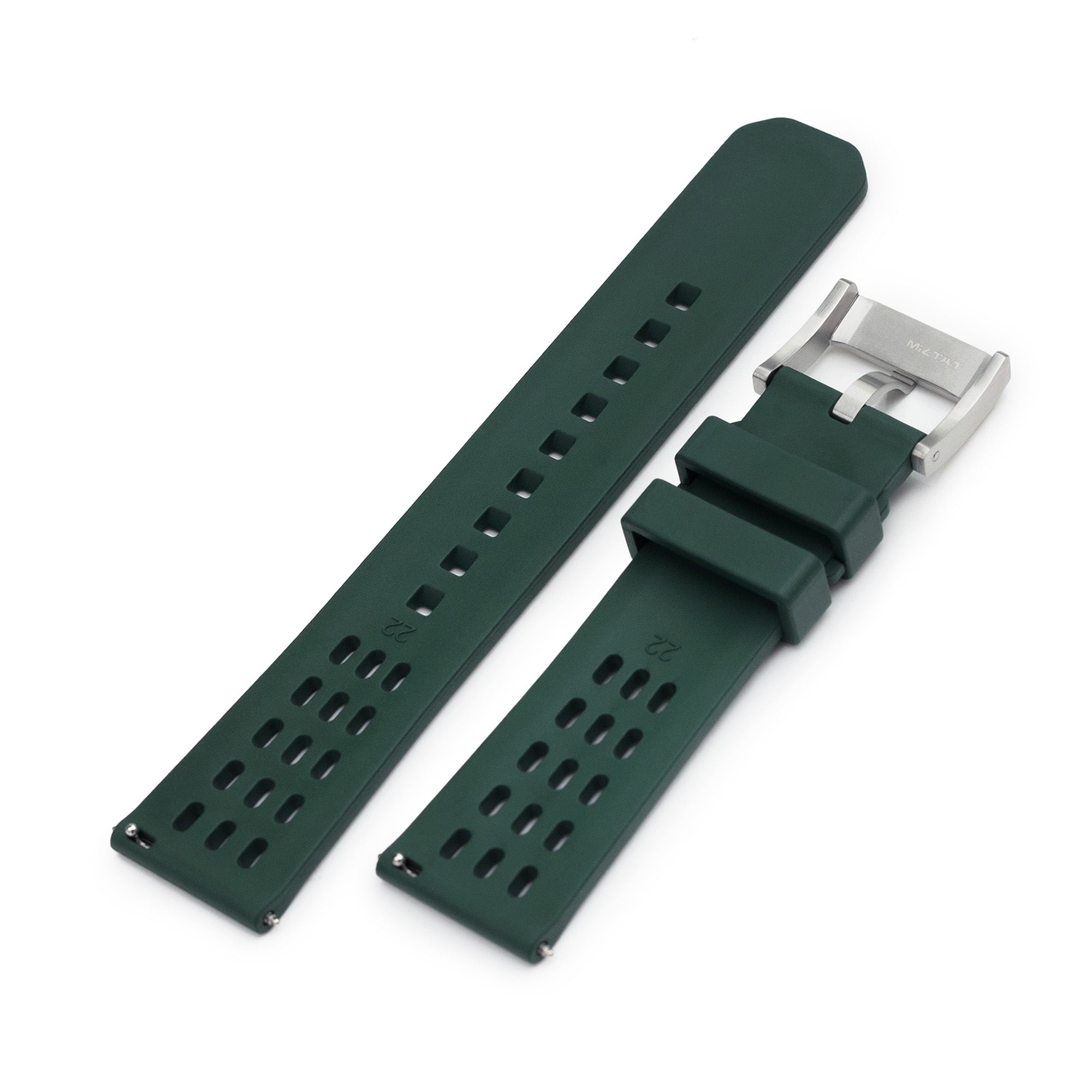 Ocellus Green Quick Release FKM Rubber Sports Watch Strap, 20mm or 22mm Strapcode Watch Bands