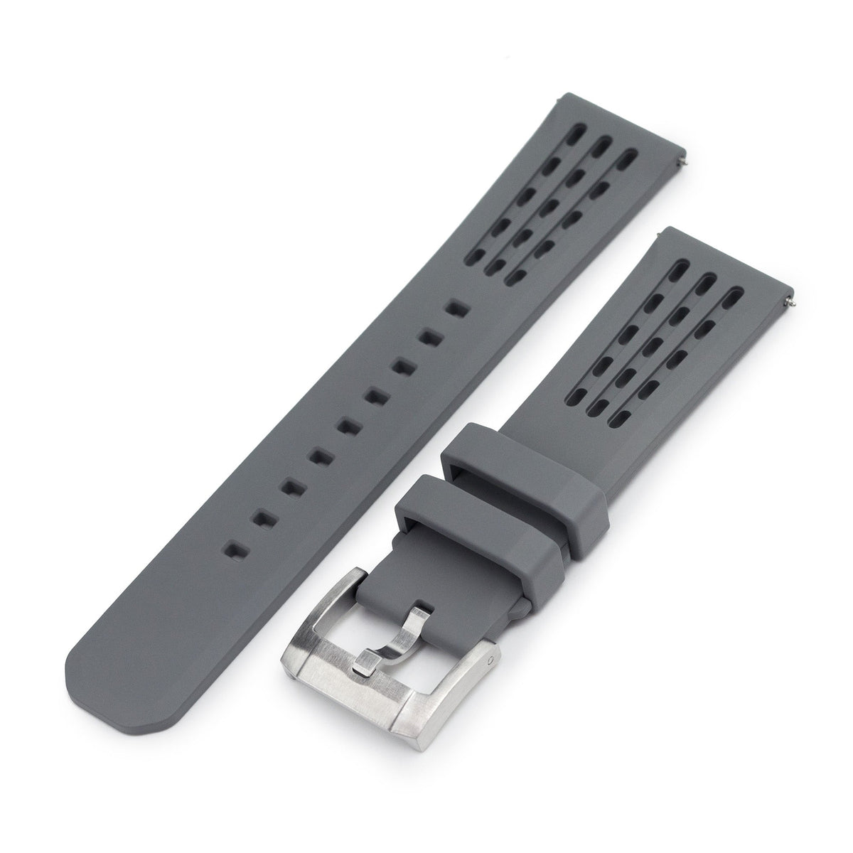 Ocellus Light Grey Quick Release FKM Rubber Sports Watch Strap, 20mm or 22mm Strapcode Watch Bands