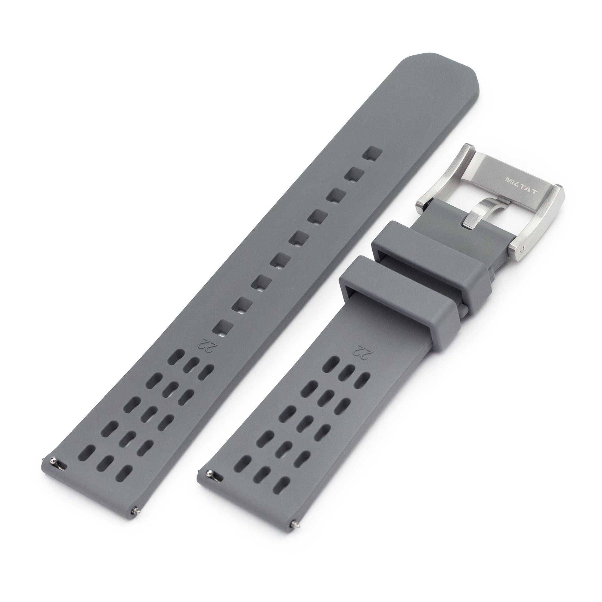 Ocellus Light Grey Quick Release FKM Rubber Sports Watch Strap, 20mm or 22mm Strapcode Watch Bands