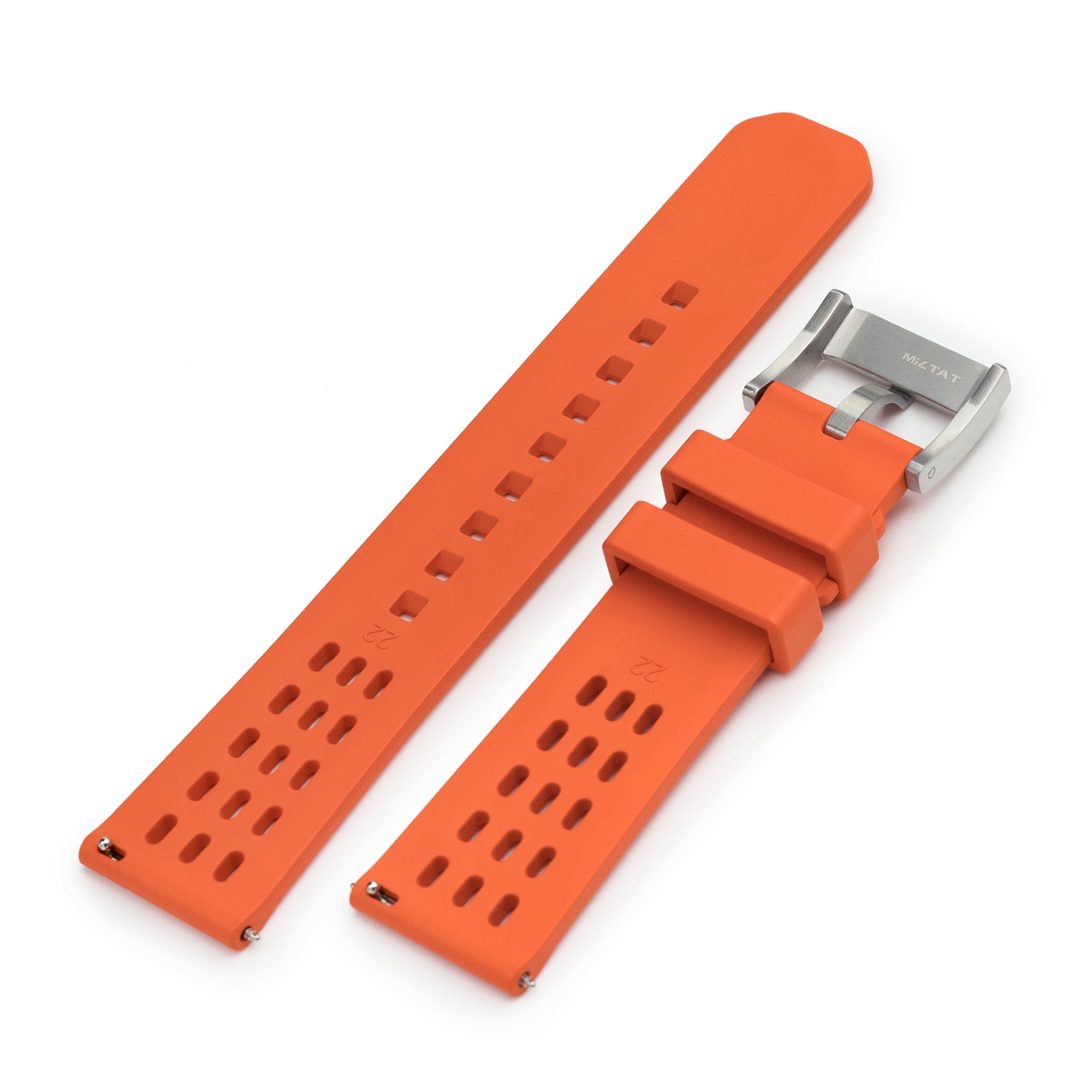 Ocellus Orange Quick Release FKM Rubber Sports Watch Strap, 20mm or 22mm Strapcode Watch Bands