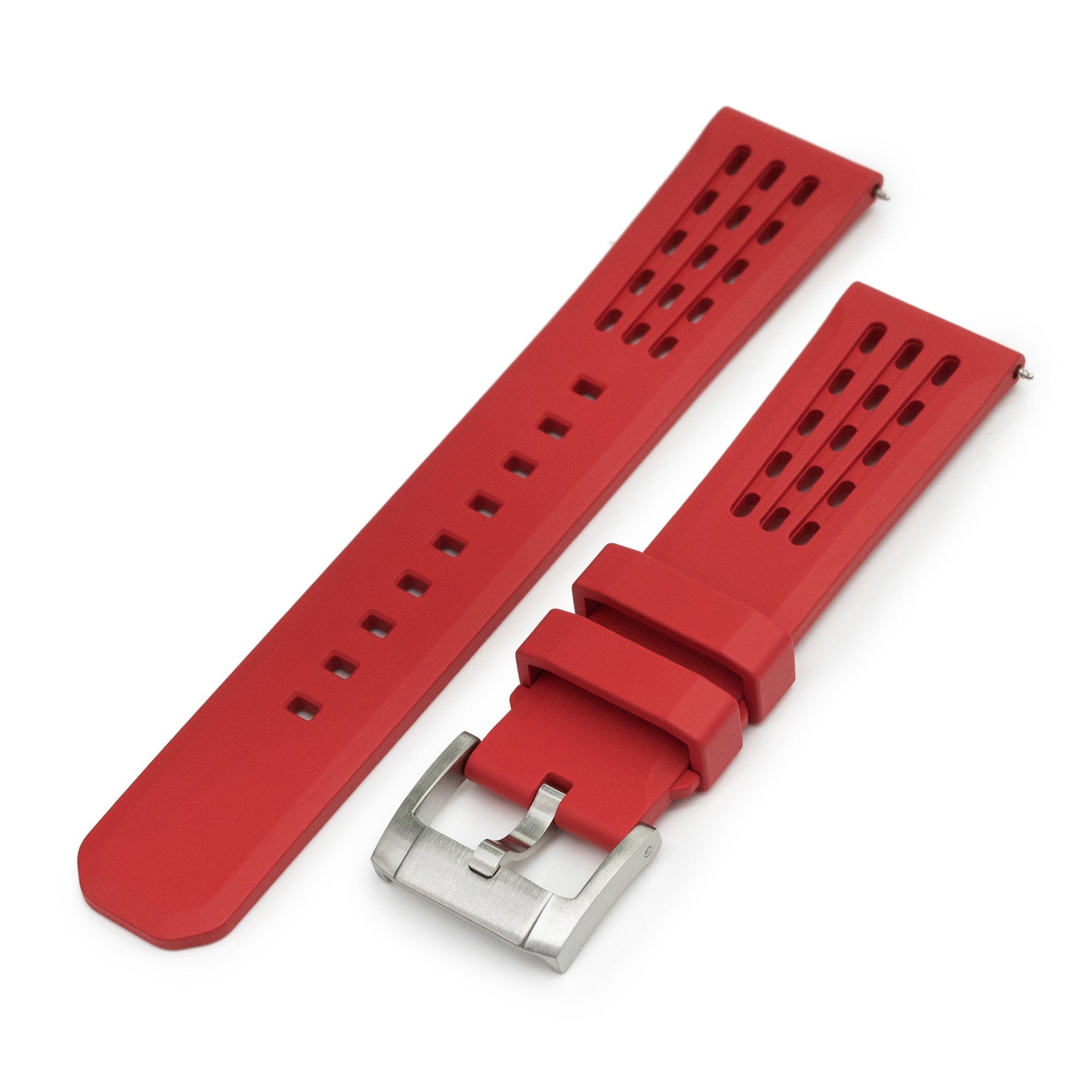 Ocellus Red Quick Release FKM Rubber Sports Watch Strap, 20mm or 22mm Strapcode Watch Bands