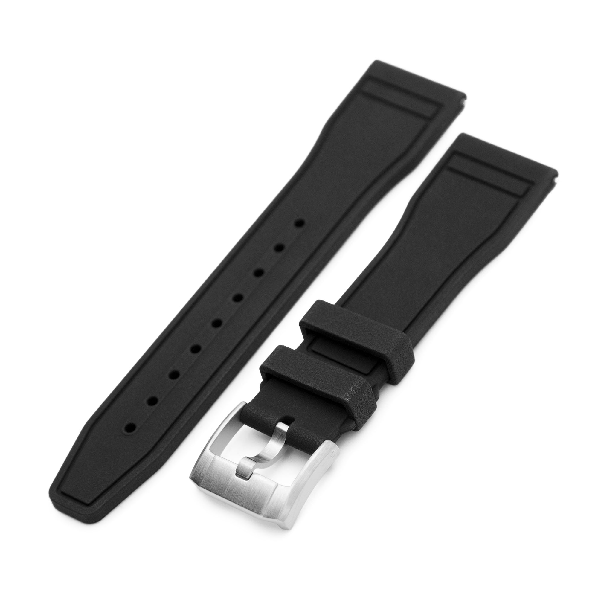 Quick Release Black Pilot FKM rubber watch strap, 20mm or 22mm Strapcode Watch Bands