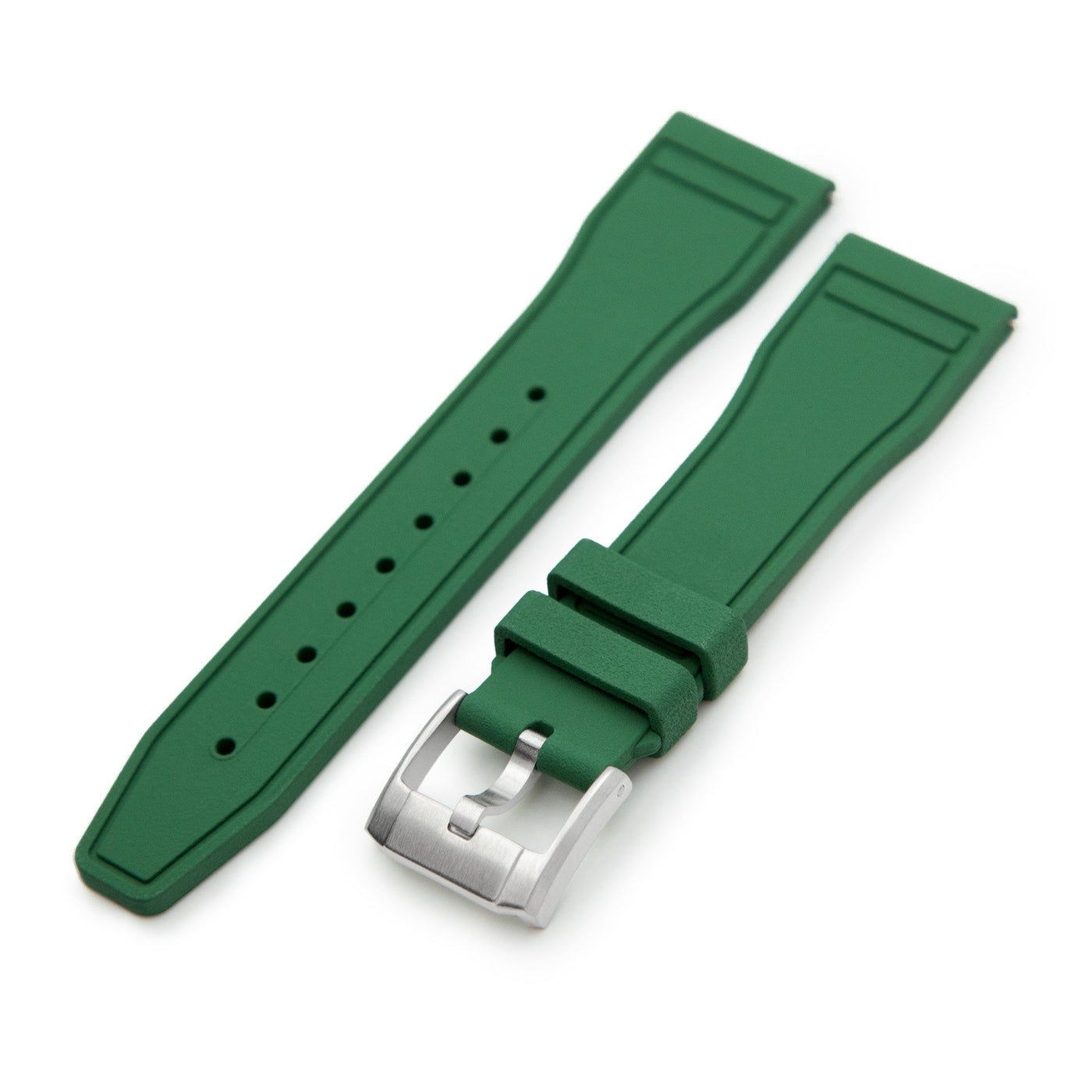 20mm 22mm Quick Release Green Pilot FKM rubber watch strap | Strapcode