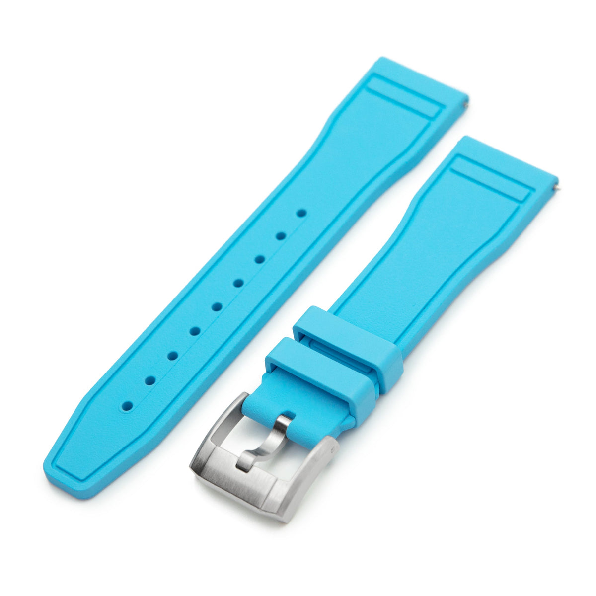 Quick Release Sky Blue Pilot FKM rubber watch strap, 20mm or 22mm Strapcode Watch Bands