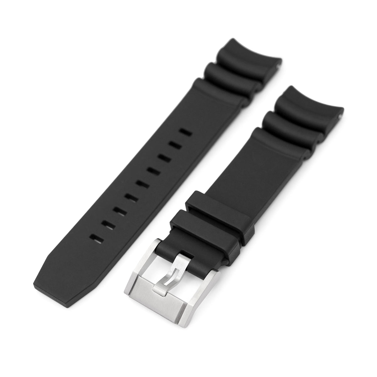 Q.R. Firewave Resilient Cuved End FKM rubber Watch Strap, Black Strapcode watch bands