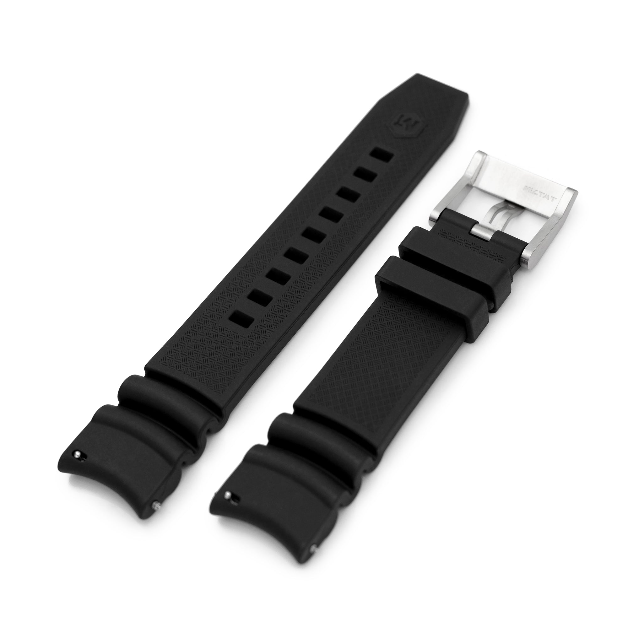 Q.R. Firewave Resilient Cuved End FKM rubber Watch Strap, Black Strapcode watch bands