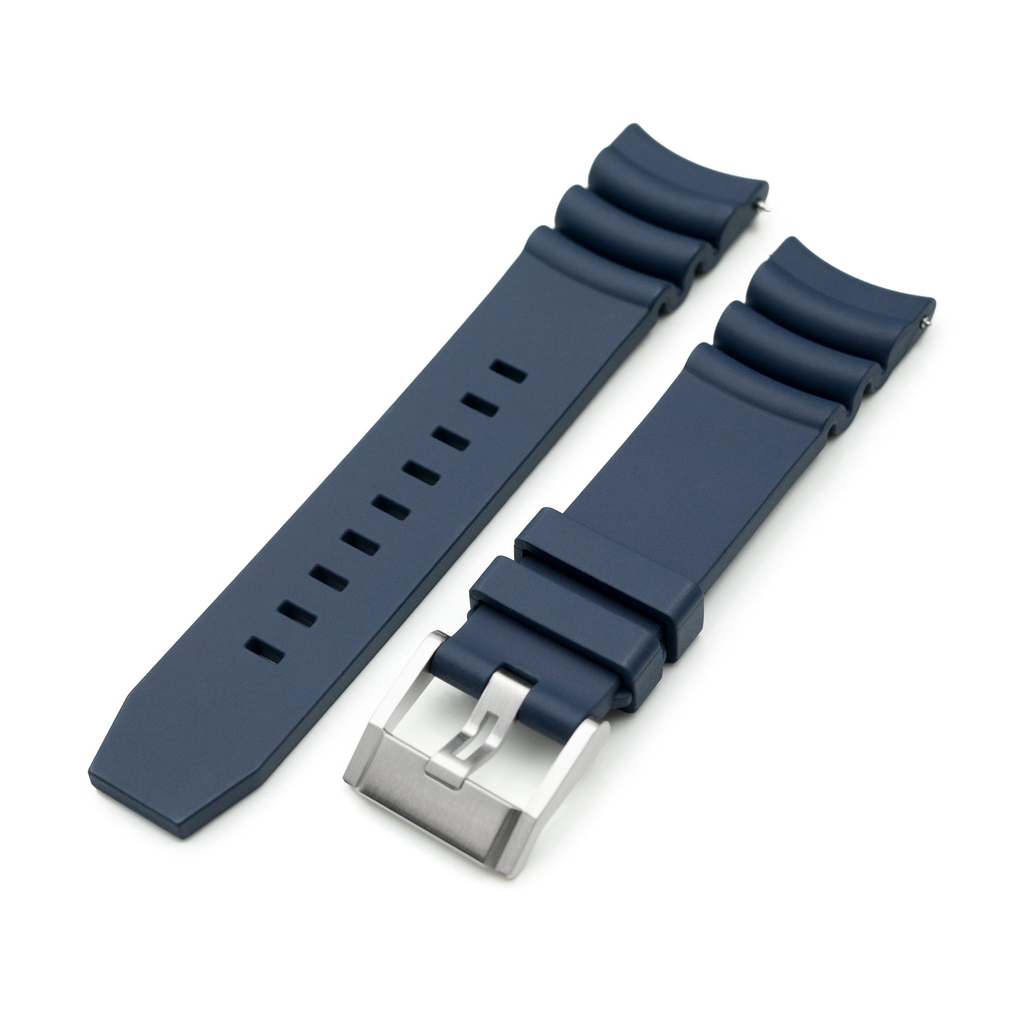 Firewave Resilient Cuved End FKM rubber Watch Strap, Navy Blue Strapcode Watch Bands
