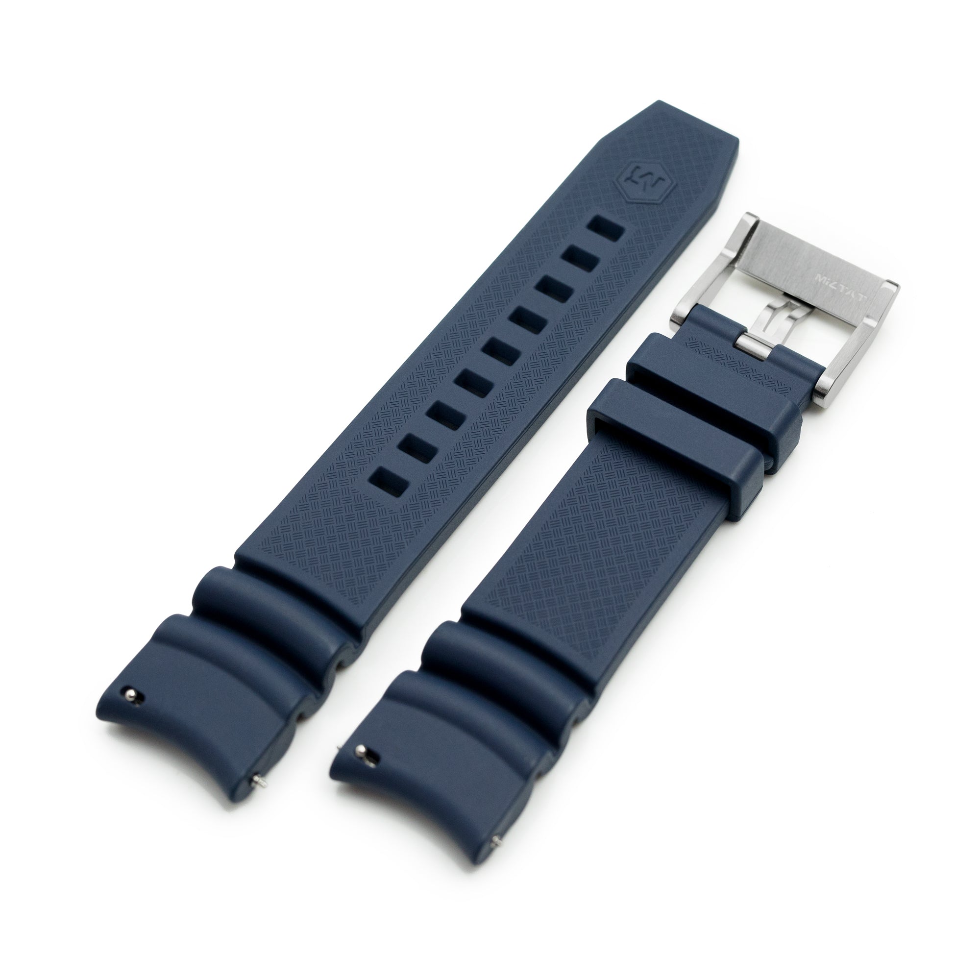 Firewave Resilient Cuved End FKM rubber Watch Strap, Navy Blue Strapcode Watch Bands