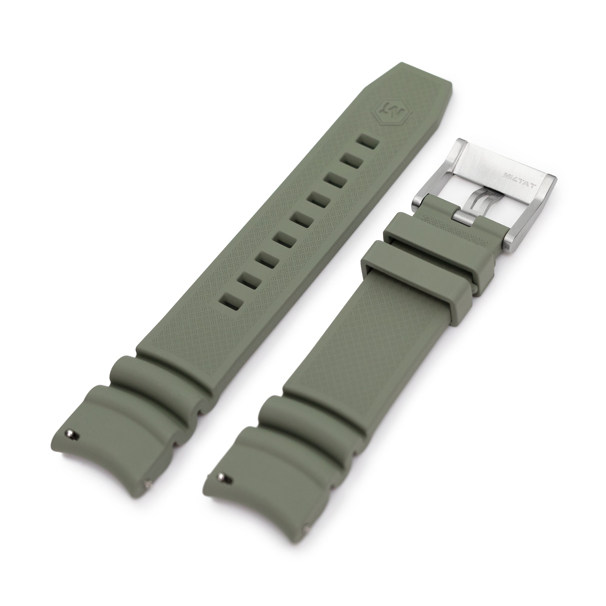 Q.R. Firewave Resilient Cuved End FKM rubber Watch Strap, Ash Green Strapcode watch bands