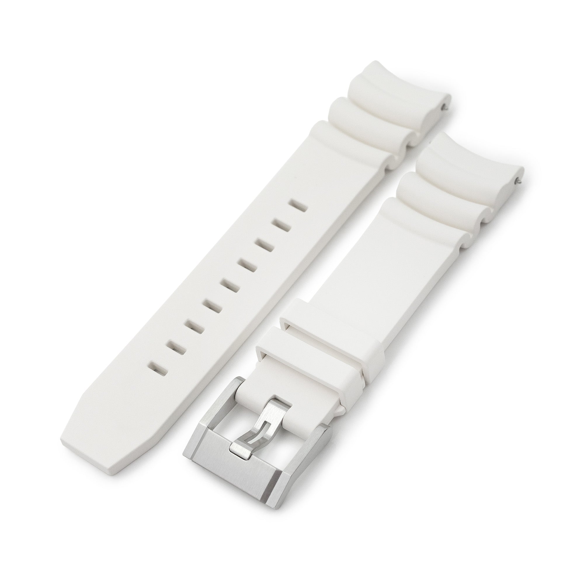 Q.R. Firewave Resilient Curved End FKM rubber Watch Strap, White 22mm Strapcode watch bands