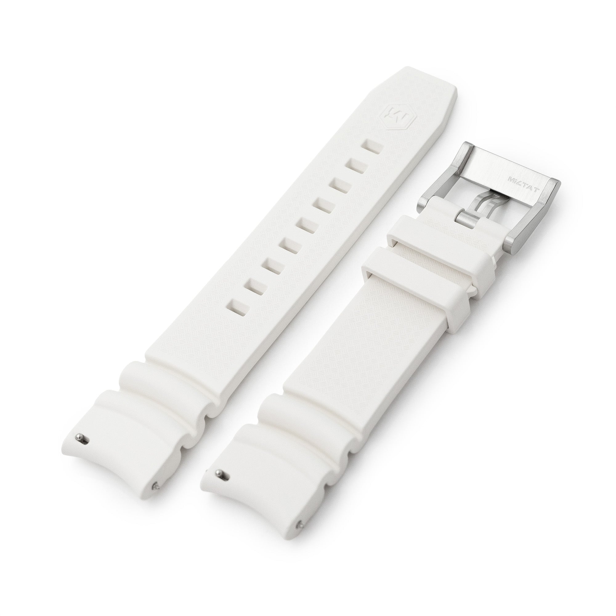 Q.R. Firewave Resilient Curved End FKM rubber Watch Strap, White 22mm Strapcode watch bands