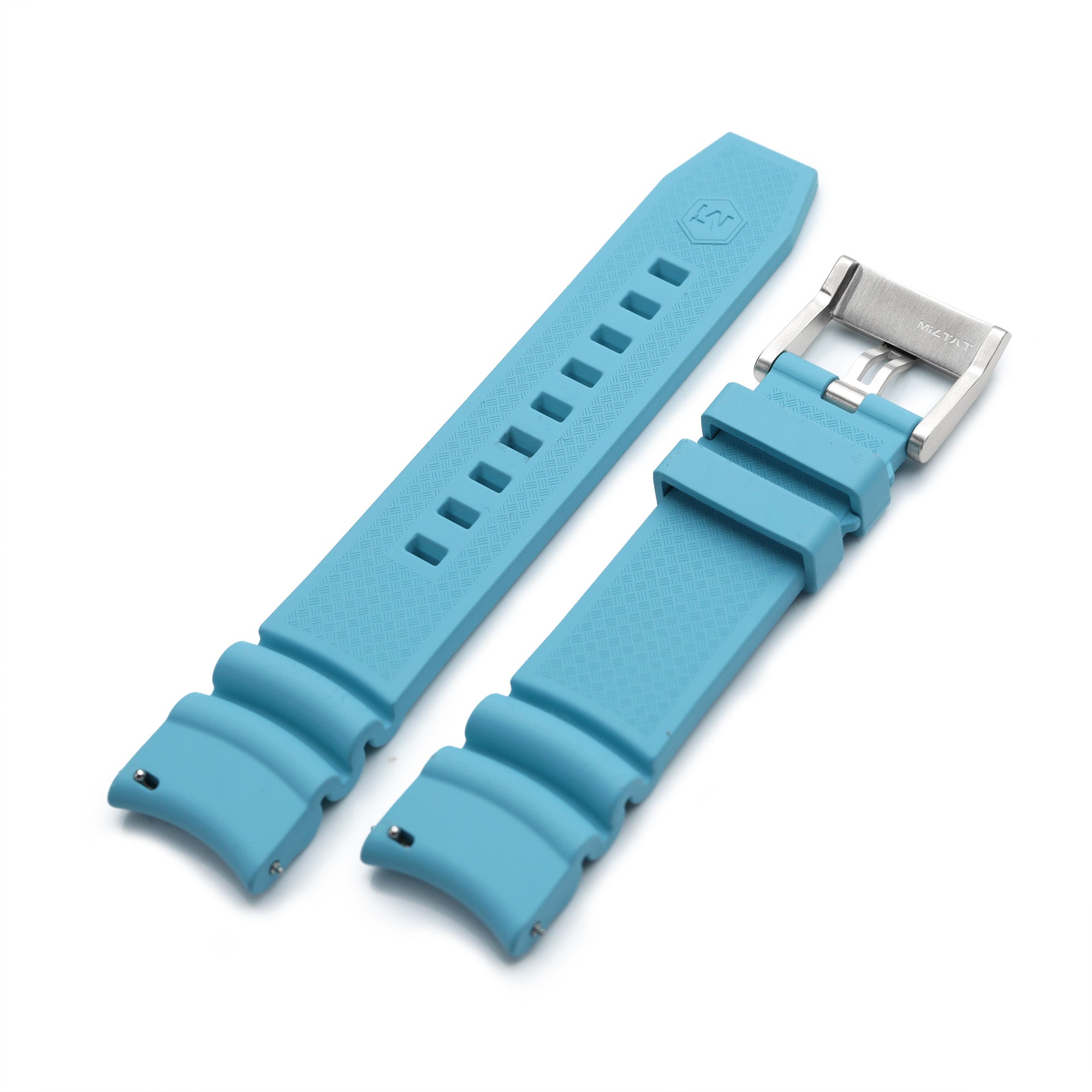 Q.R. Firewave Resilient Curved End FKM rubber Watch Strap, Sky Blue 22mm Strapcode watch bands