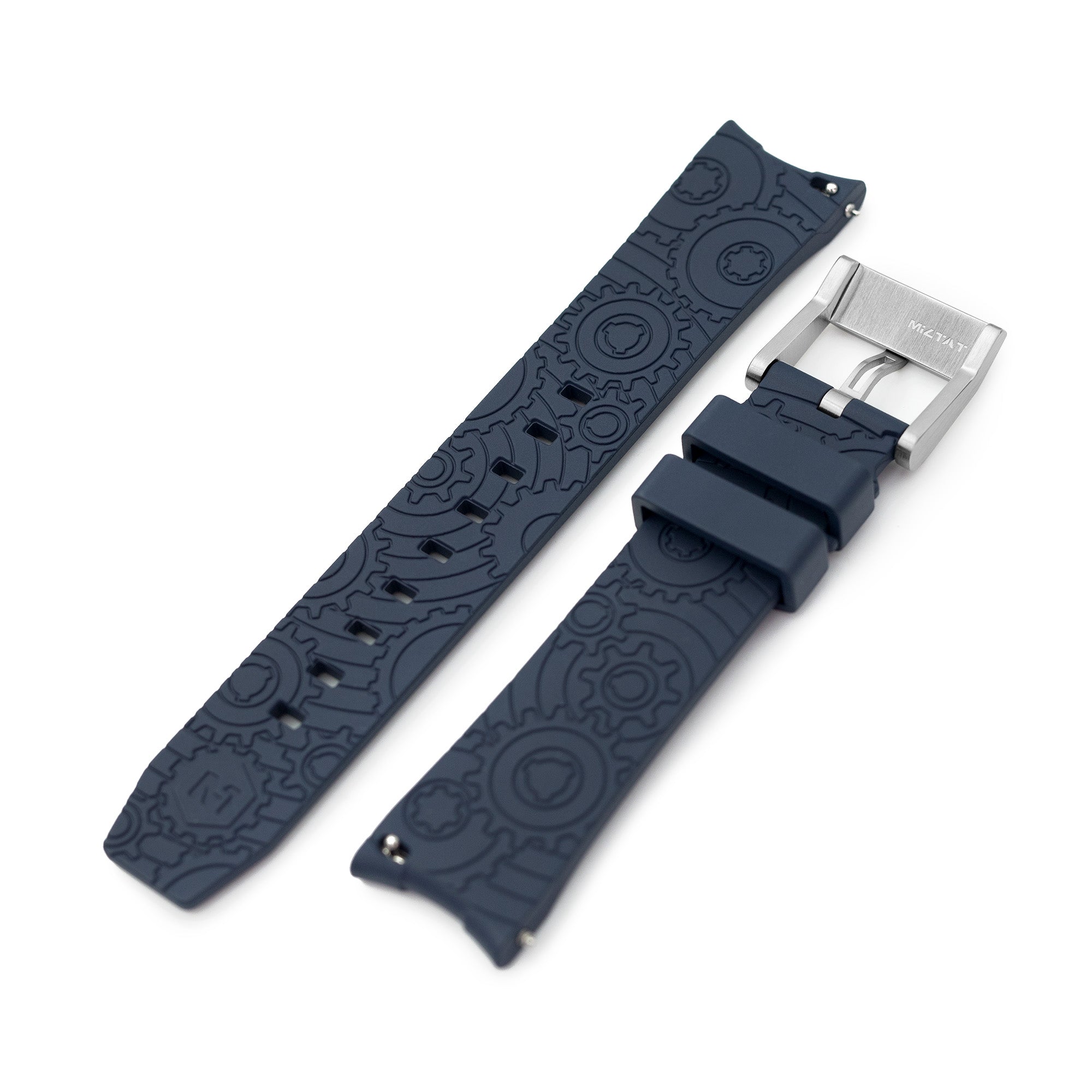 20mm Wheels Resilient Curved End FKM Rubber watch strap, Navy Blue Strapcode watch bands