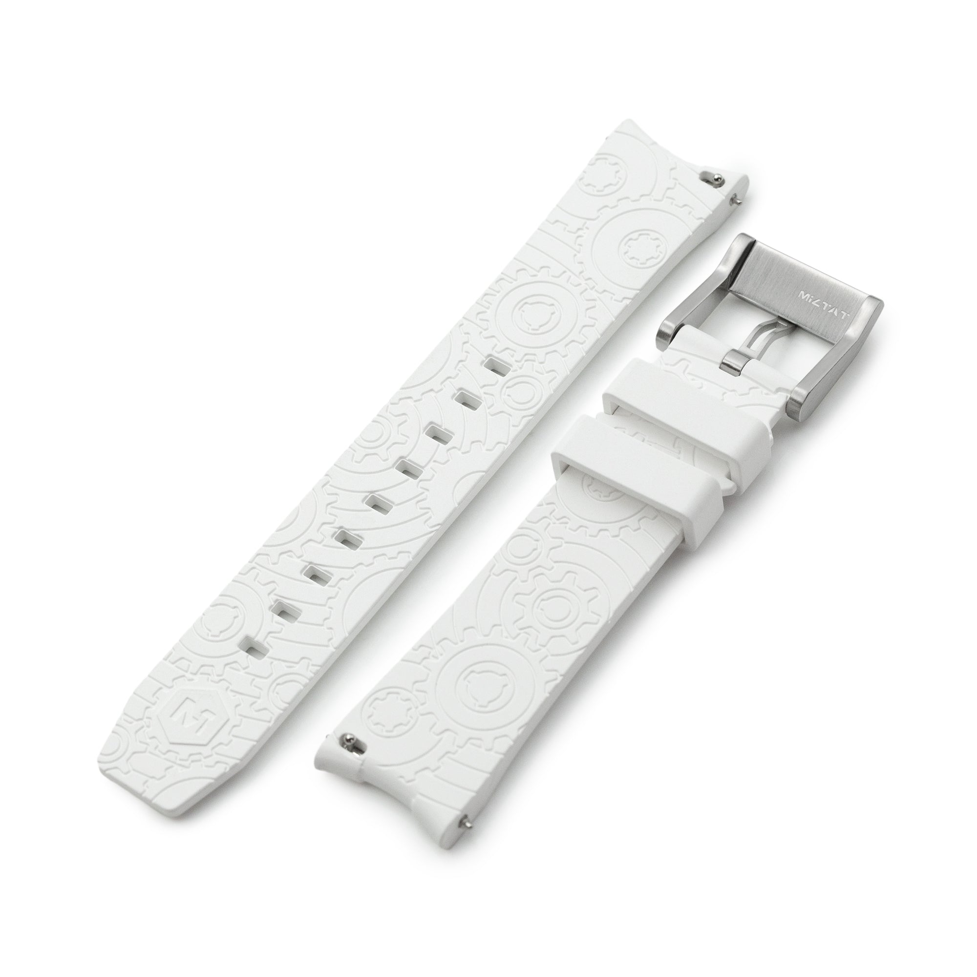 20mm Wheels Resilient Curved End FKM Rubber watch strap, White Strapcode watch bands