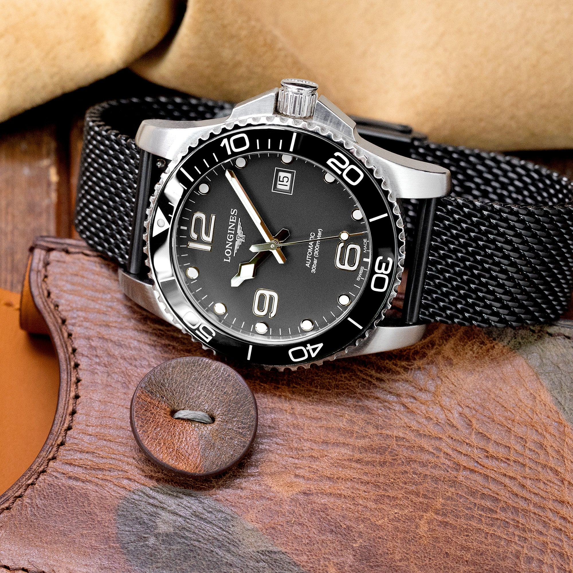 Quick Release Tapered Milanese PVD Black Mesh Watch Band | Strapcode