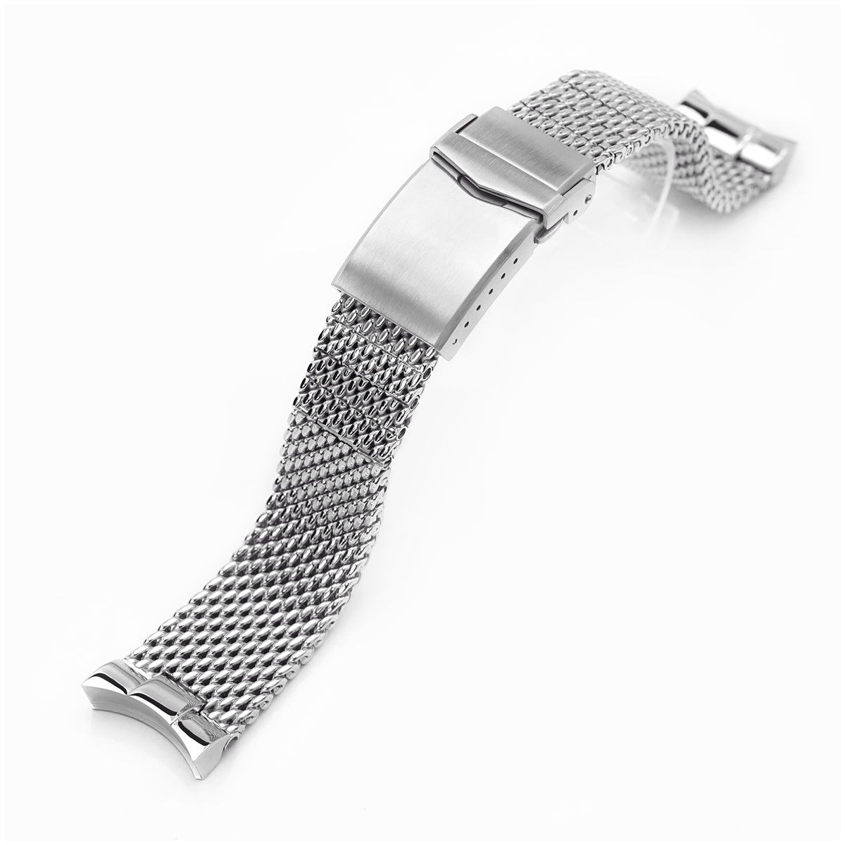Curved End Massy Mesh Watch Band for TUD BB 79230 V-Clasp Polished Strapcode Watch Bands