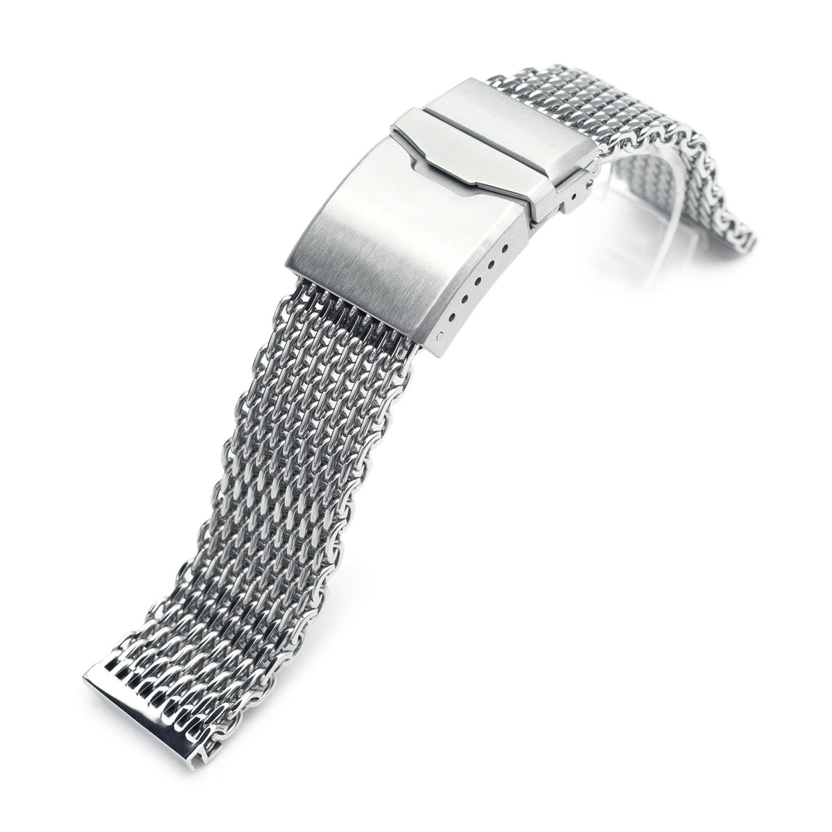 22mm Winghead SHARK Mesh Band Stainless Steel Watch Bracelet Button Chamfer Clasp Polished Strapcode Watch Bands