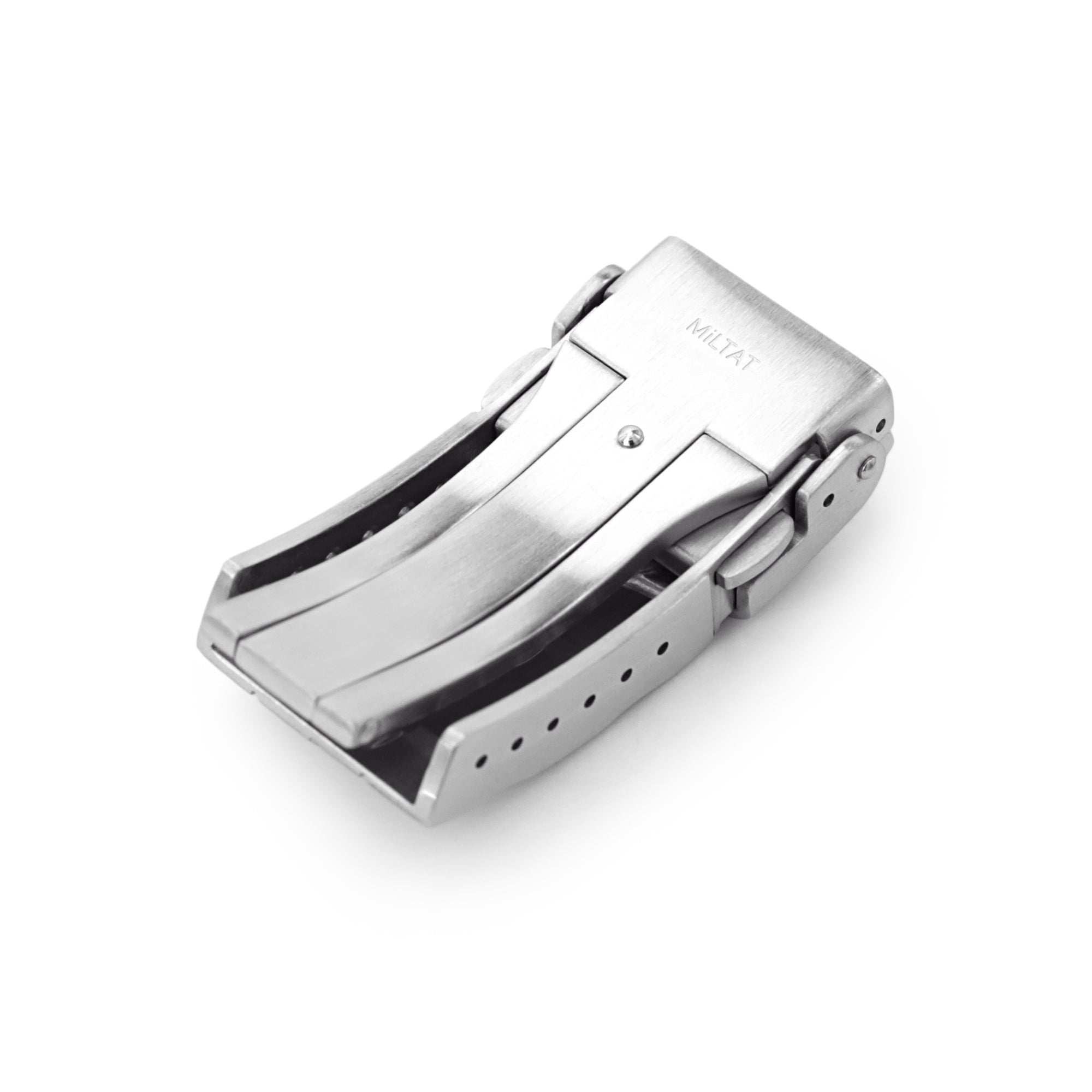 16mm, 18mm or 20mm Solid 316L Stainless Steel Double Locks SUB Diver Clasp, Button Control, Brushed
