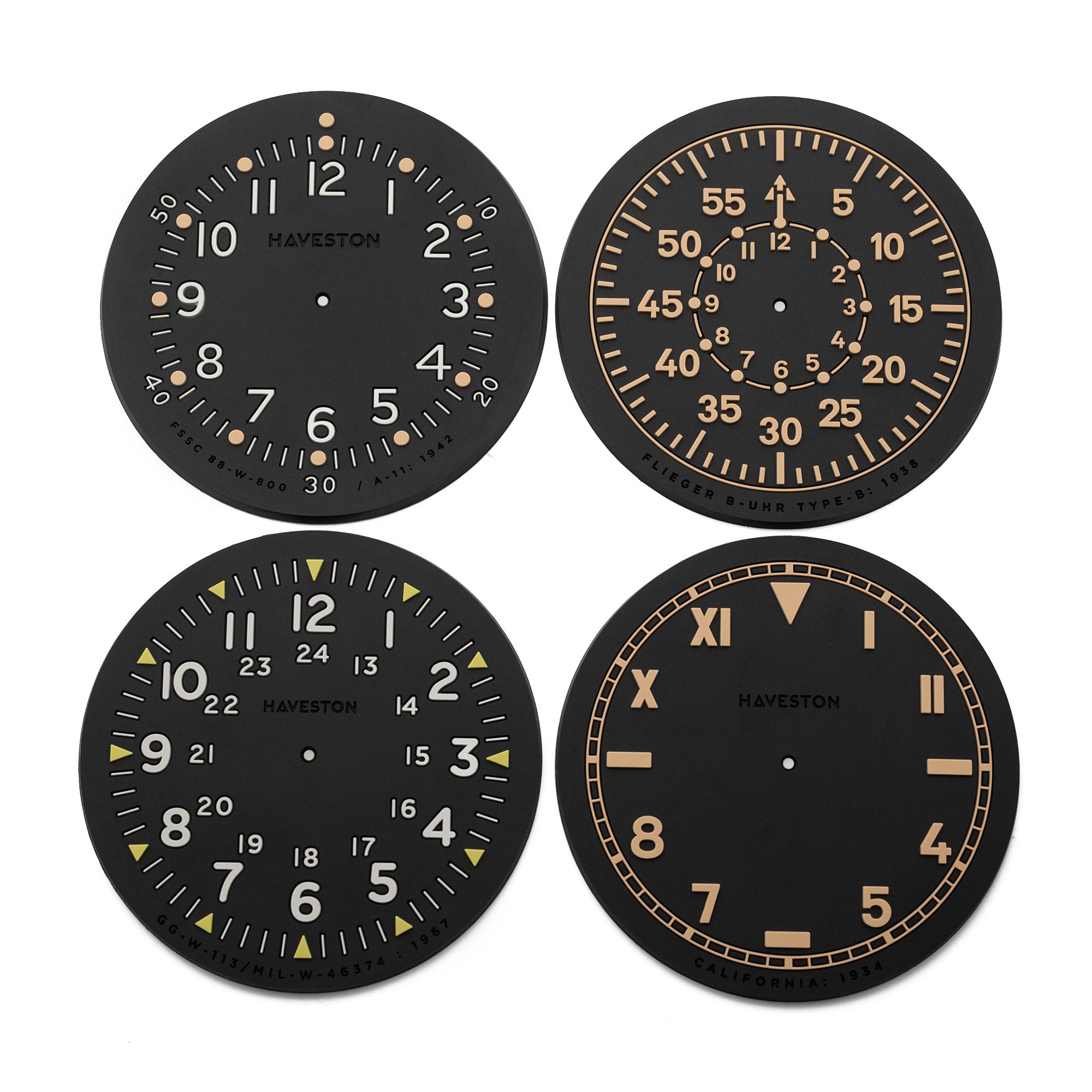 The Service Dial Coasters Set-A (pack of 4 patterns) by HAVESTON Straps Strapcode Watch Bands