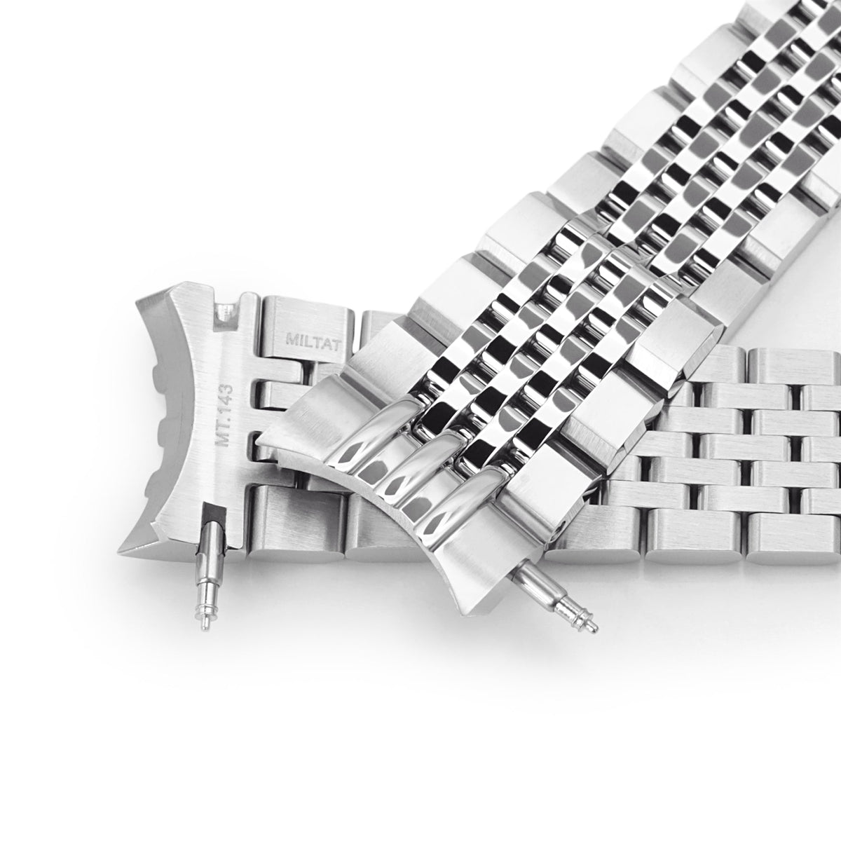 20mm Asteroid Watch Band for Seiko 5 Sports 40mm, 316L Stainless Steel Brushed and Polished V-Clasp Strapcode Watch Bands