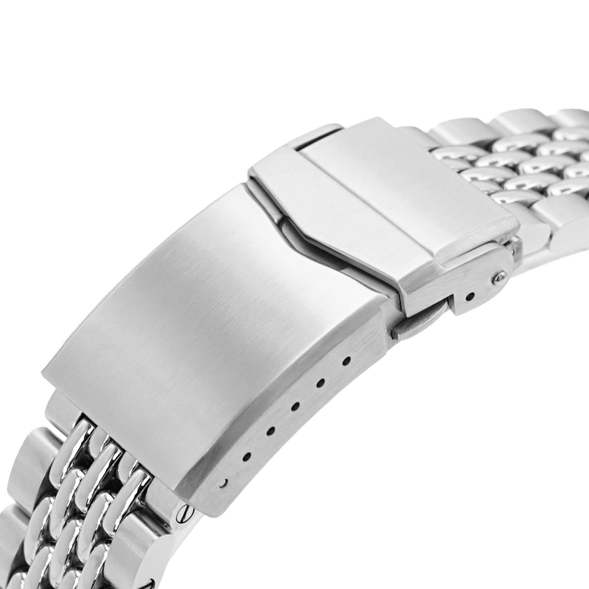 18mm, 19mm or 20mm Goma BOR Watch Band Straight End, 316L Stainless Steel Brushed and Polished V-Clasp Strapcode Watch Bands