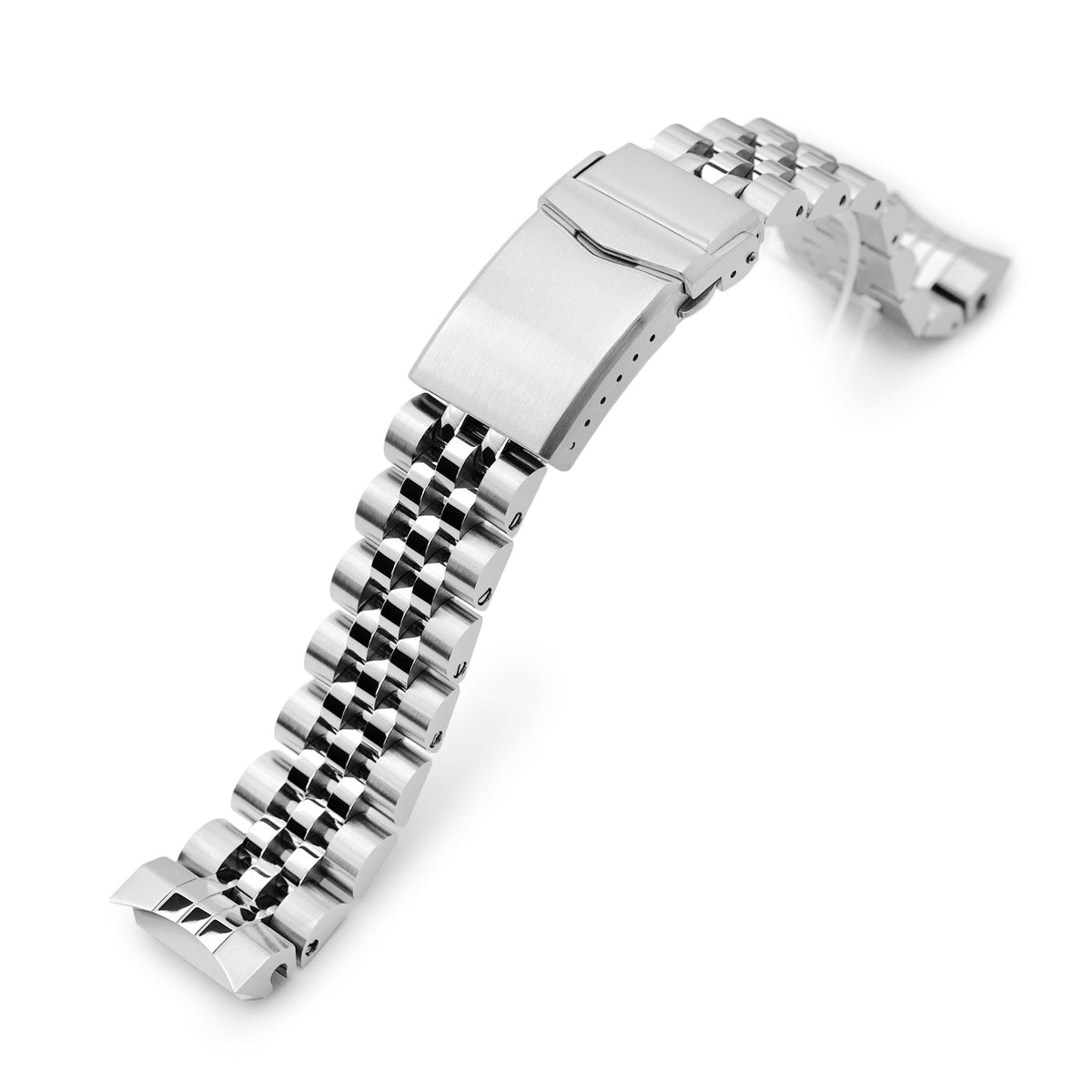 20mm Angus-J Louis Watch Band per Seiko MM300 Prospex MarineMaster SBDX001 SBDX017 SBDX023, acciaio inossidabile-spazzolato con centro lucido, chiusura a V.