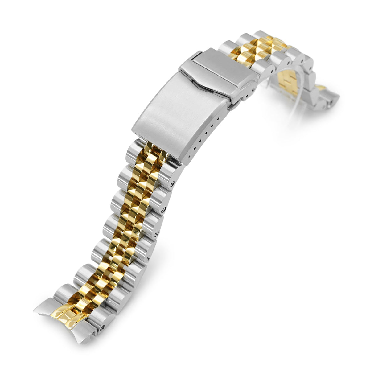 20mm Angus-J Louis Watch Band for Seiko SARB035, 316L Stainless Steel Two Tone IP Gold V-Clasp Strapcode Watch Bands