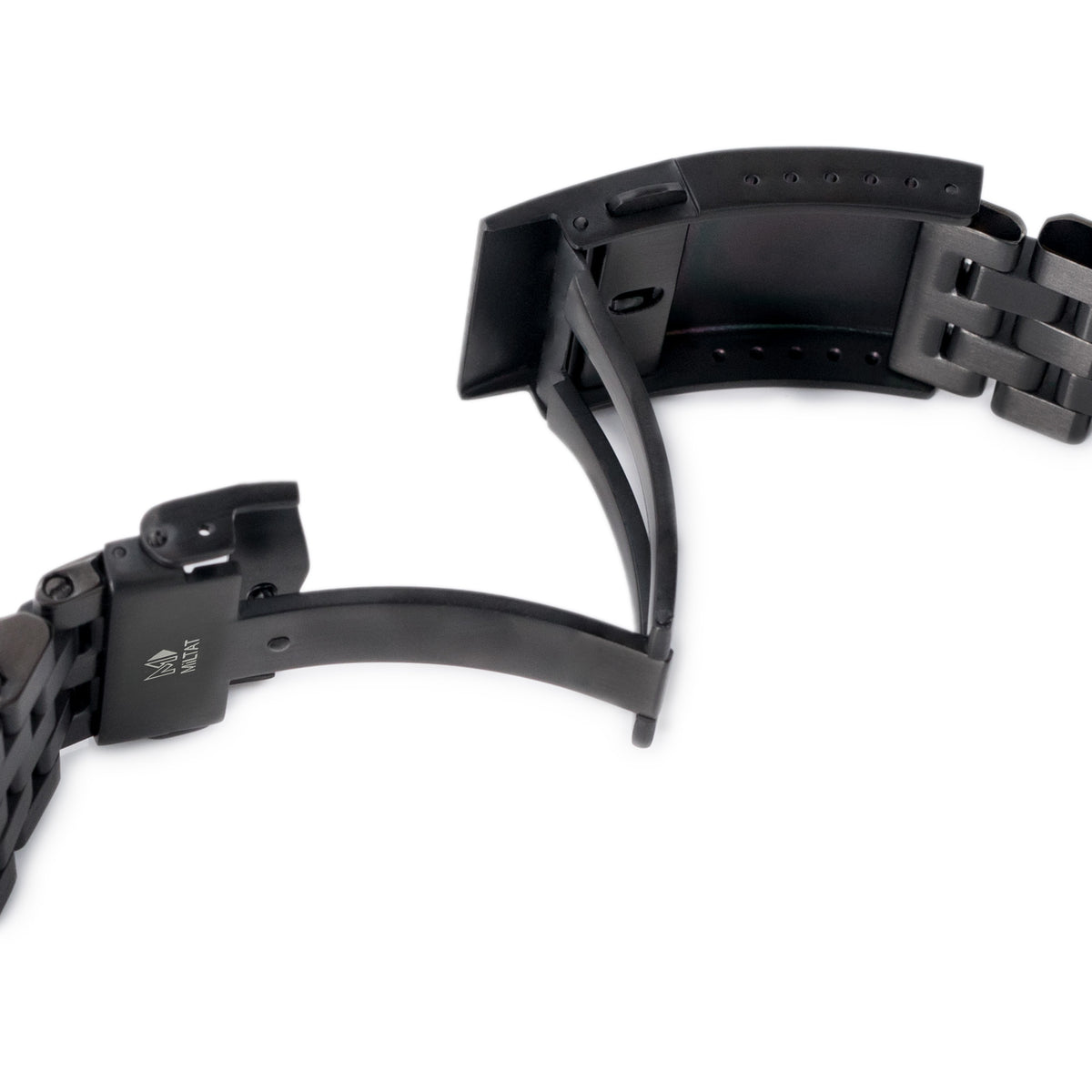 Bracelet Super Engineer II 21mm compatible avec Seiko Tuna SBBN013, acier inoxydable 316L, revêtement DLC (carbone type diamant), boucle V-Clasp