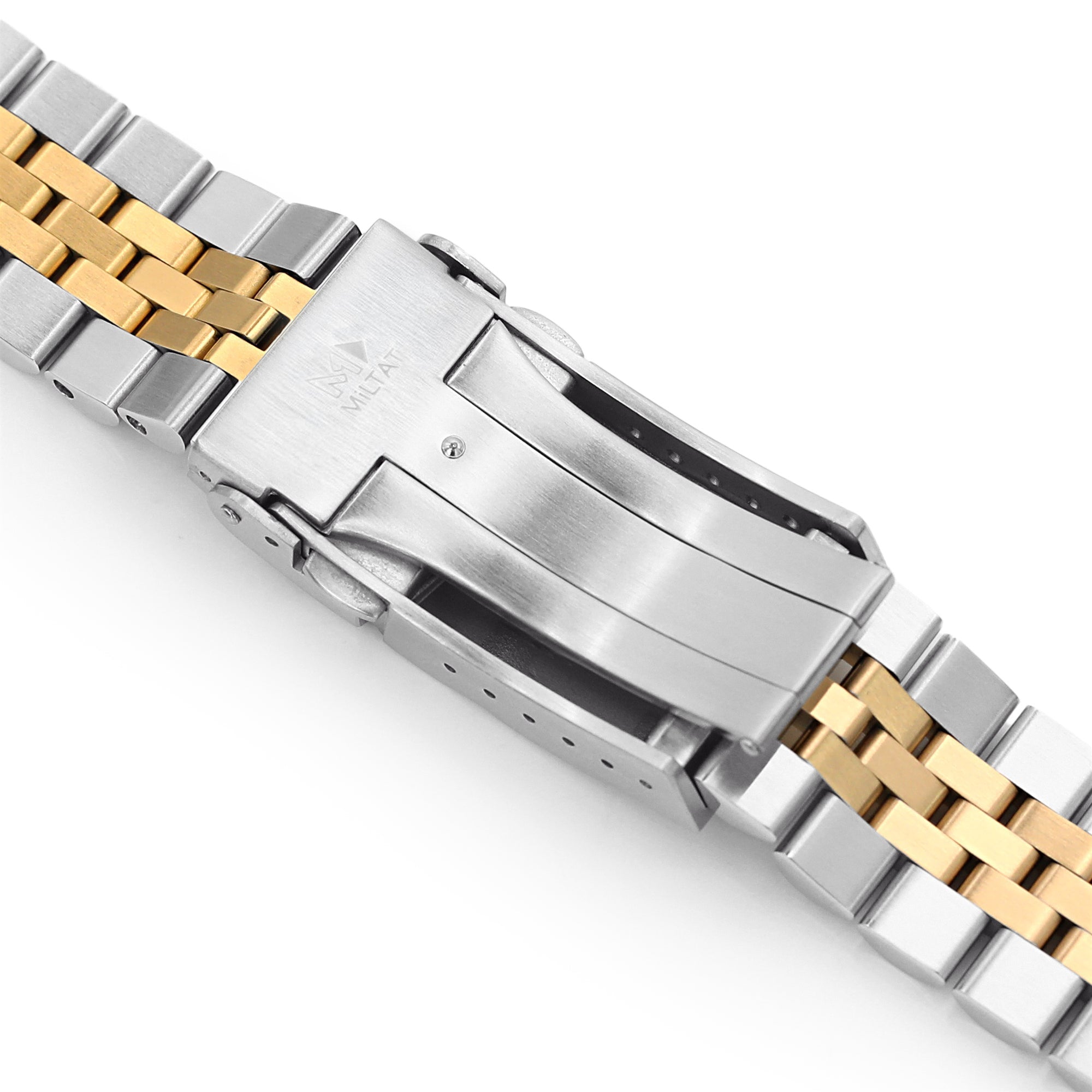 22mm Super-J Louis JUB Watch Band compatible with Seiko SKX007, 316L Stainless Steel Two Tone IP Gold with 2T SUB Clasp