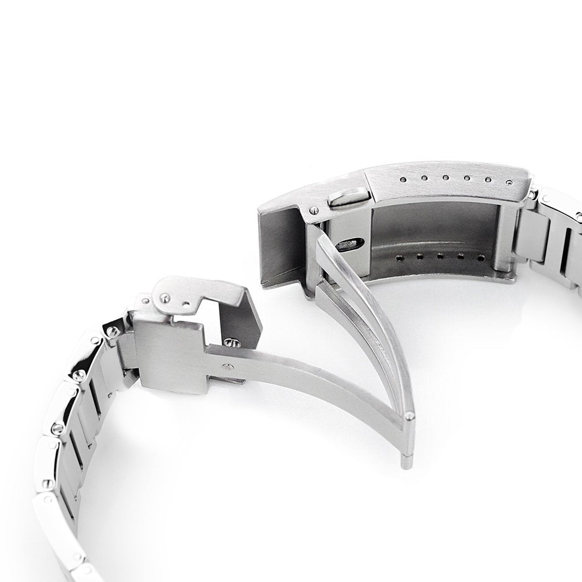 22mm Rollball Watch Band for Seiko King Samurai SRPE33, 316L Stainless Steel Brushed V-Clasp Strapcode Watch Bands