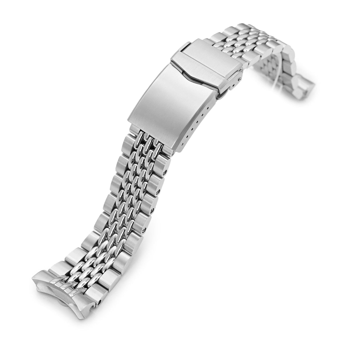 22mm Goma BOR Watch Band for Seiko GMT SSK001, 316L Stainless Steel Brushed and Polished V-Clasp Strapcode Watch Bands