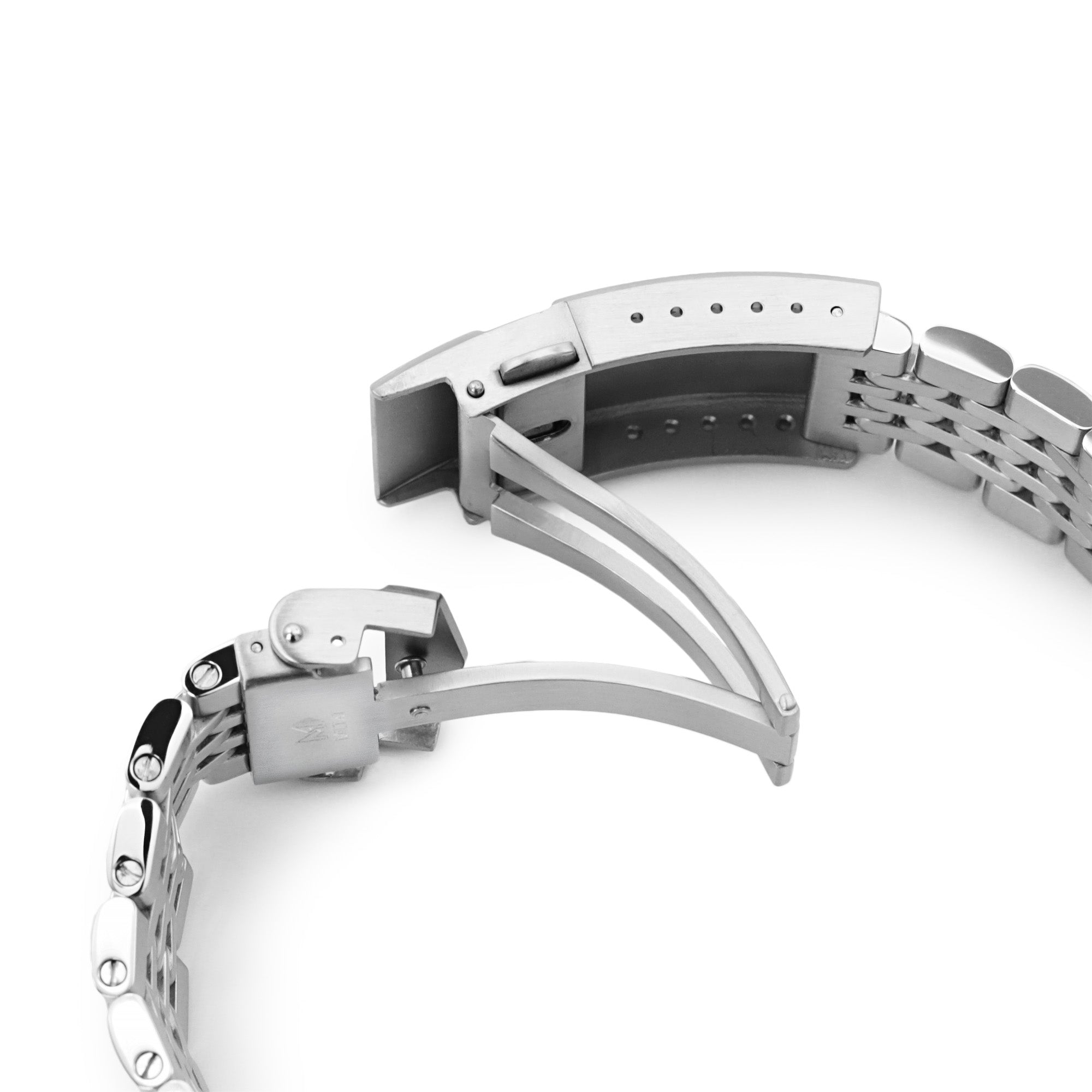 22mm Goma BOR Watch Band Straight End, 316L Stainless Steel Brushed and Polished V-Clasp
