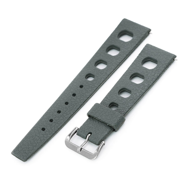 オリジナル　ベルクロタイプ9Ap 20mm Grey Retro Large Hole Rally Tapered Rubber watch band