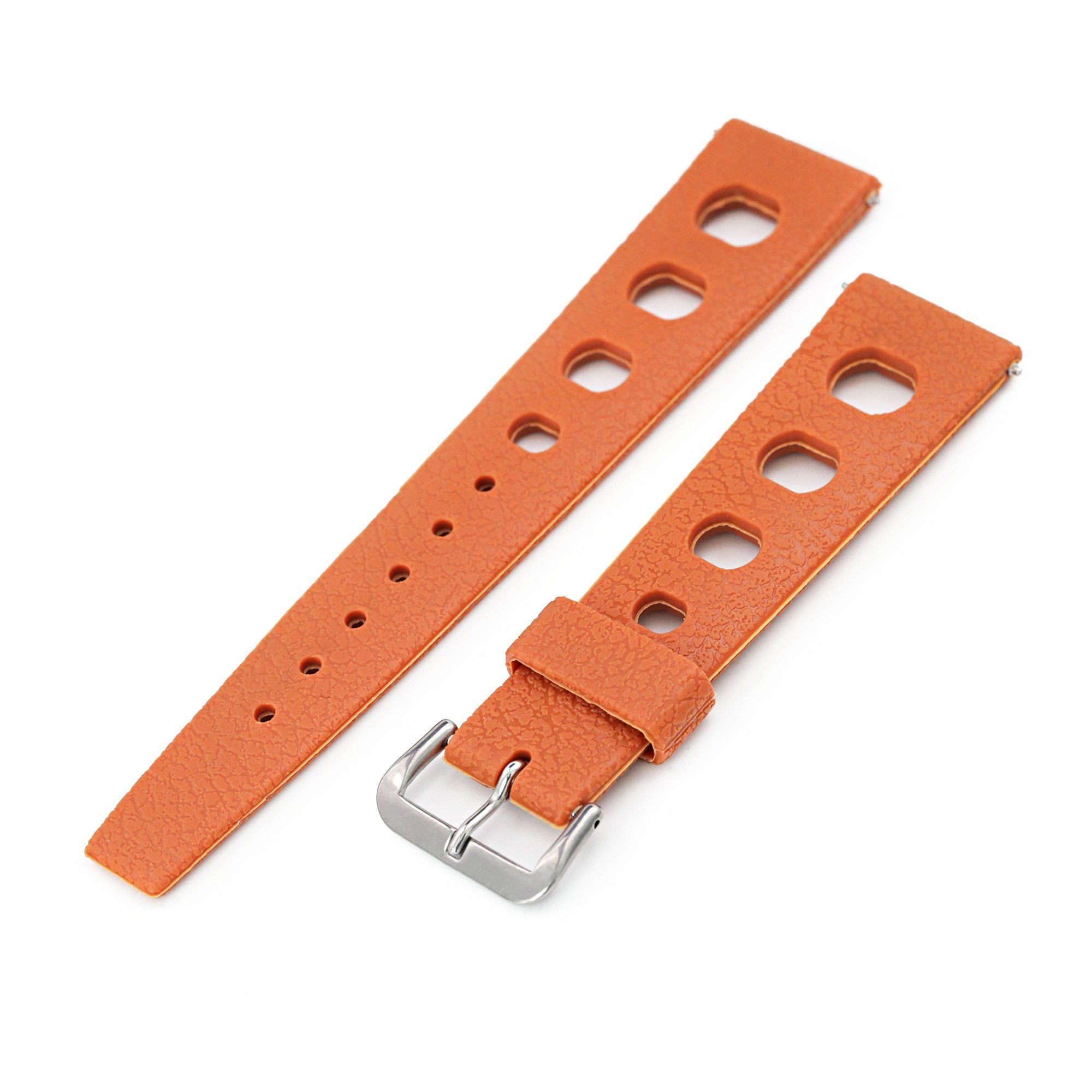 20mm Orange Retro Large Holes Rally Tapered Rubber watch band Strapcode Watch Bands