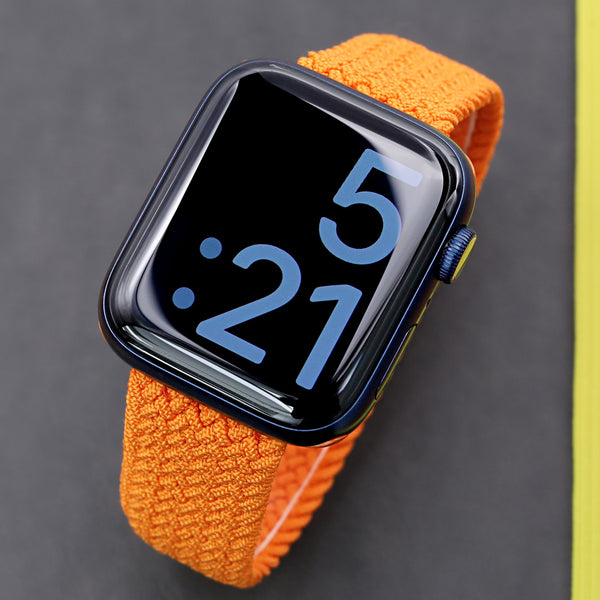 Orange Braided Solo Loop Watch Band for Apple Watch 44mm 42mm